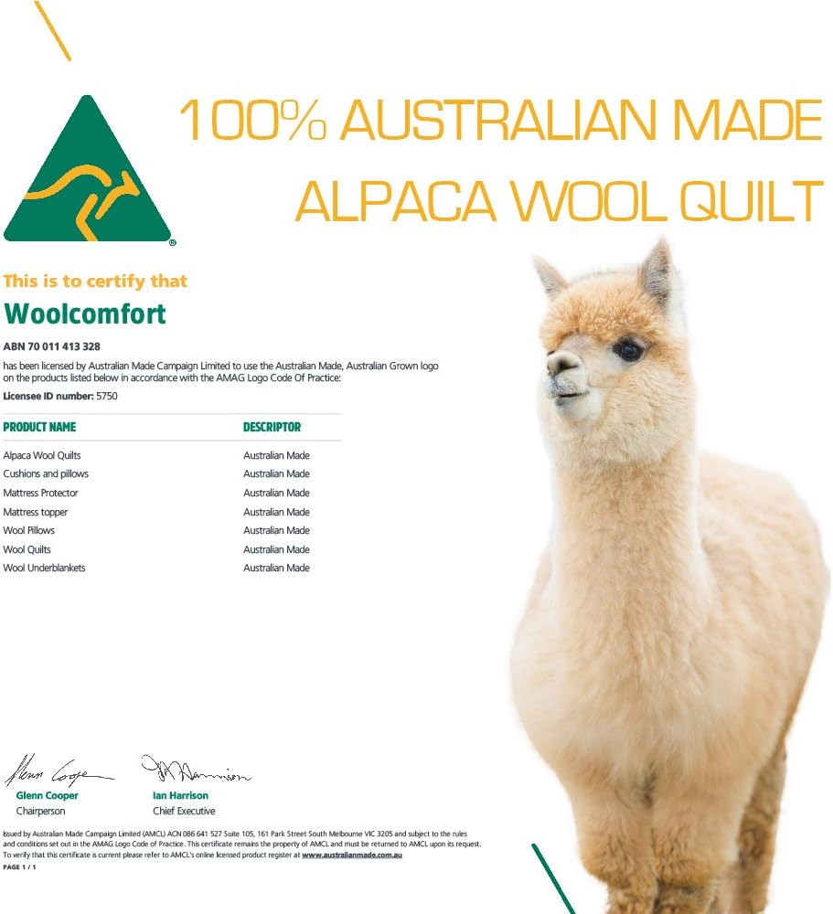 Woolcomfort Australian Made 500GSM Alpaca Wool Quilt/Doona/Duvet (King) image number 6