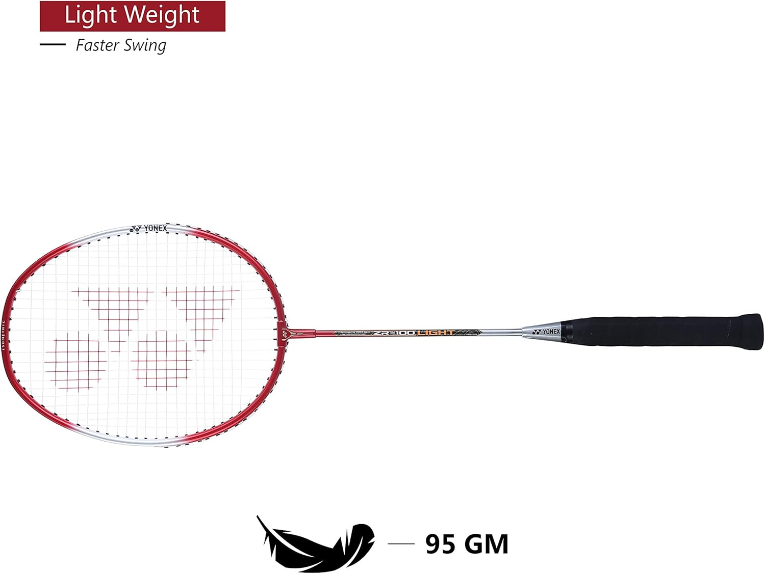 YONEX ZR 100 Lightweight Aluminium Strung Badminton Racket - Red/White, Full Cover | Ideal for Beginners, 95G, Max String Tension 26Lbs image number 1