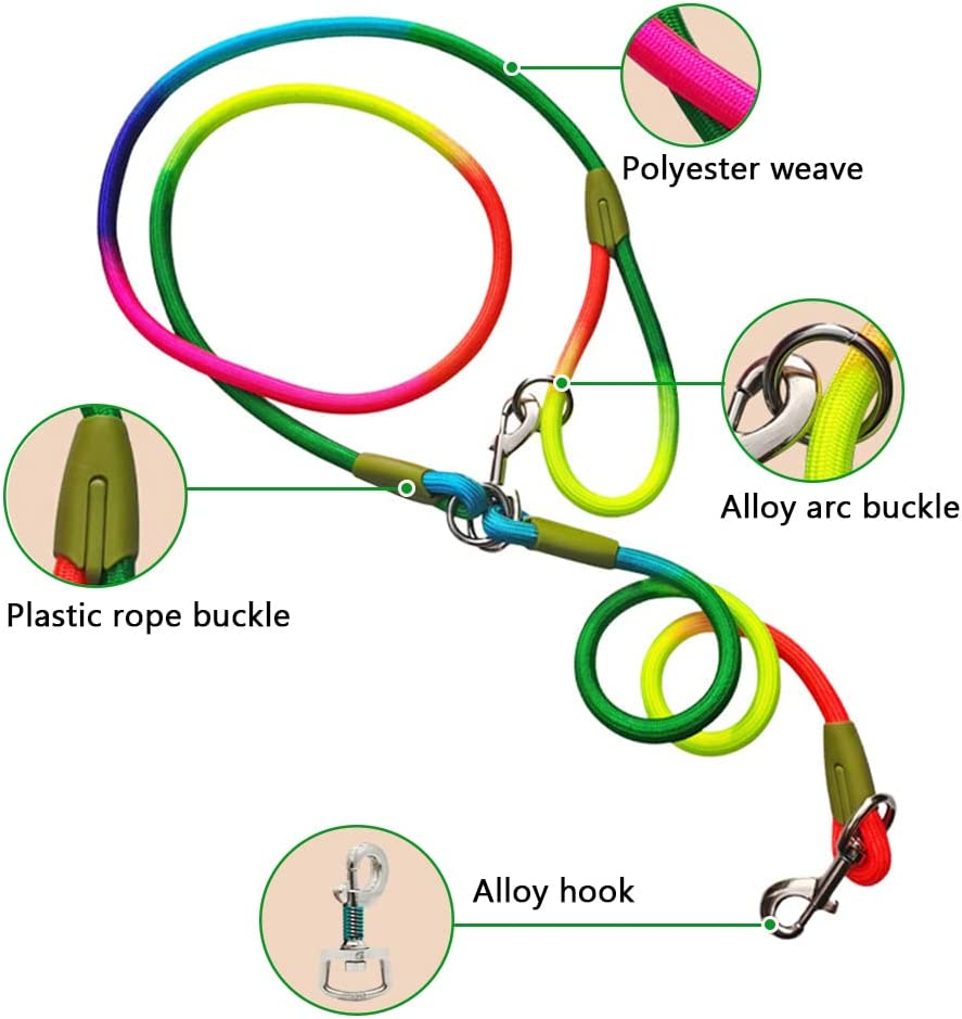 Hands Free Dog Leash Waist & Crossbody Rope with Slip Lead Durable for 2 Dogs Nylon Reflective Heavy Duty Hiking Bungee Leash for Small Large Dogs (Black) image number 4