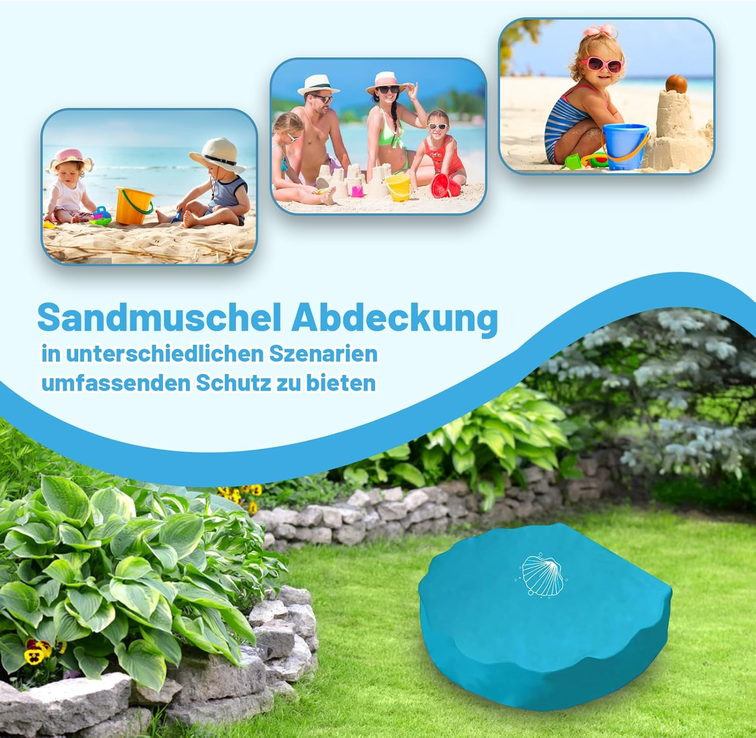 Elevapulse Sand Shell Cover 100 X 15 Cm, Waterproof Sandpit Tarpaulin with Lid for Shell Sandpit XXL, Perfect Protection for Outdoor Sand Shells and Playgrounds image number 4