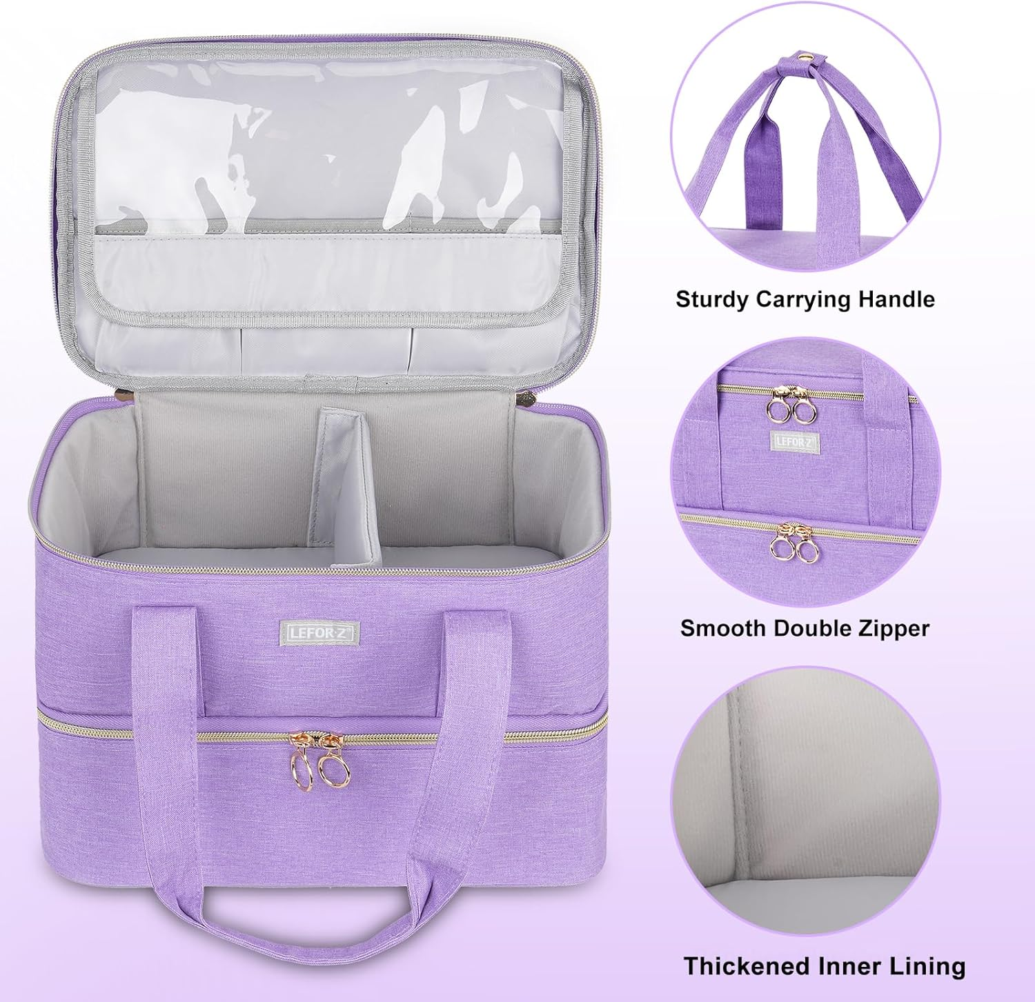 Nail Polish Organizer,Double-Layer Nail Organizers and Storage for Nail Tech,Nail Polish Carrying Case Bag Holds 40 Bottles (15Ml-0.5 Fl.Oz) and Nail Lamp,Portable Nail Polish Holder for Nail image number 1