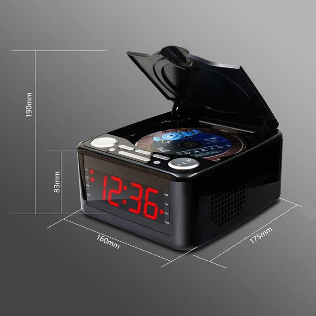 CD Player Alarm Clock Radio with USB Port Headphone Jack Aux Input, Remote Control Time Display with Backlight (Color : Black) image number 1