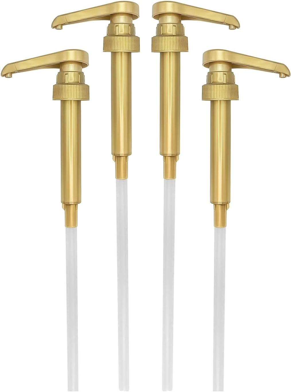 Coffee Syrup Pump Dispenser, 4 Packs of Syrup Pump for 750Ml/25.4 Oz Syrup Bottle, Gold Pumps for Coffee Syrup Bottle, Works with Torani, Davinci, Jordans Skinny 750Ml Syrups Bottles (Gold)