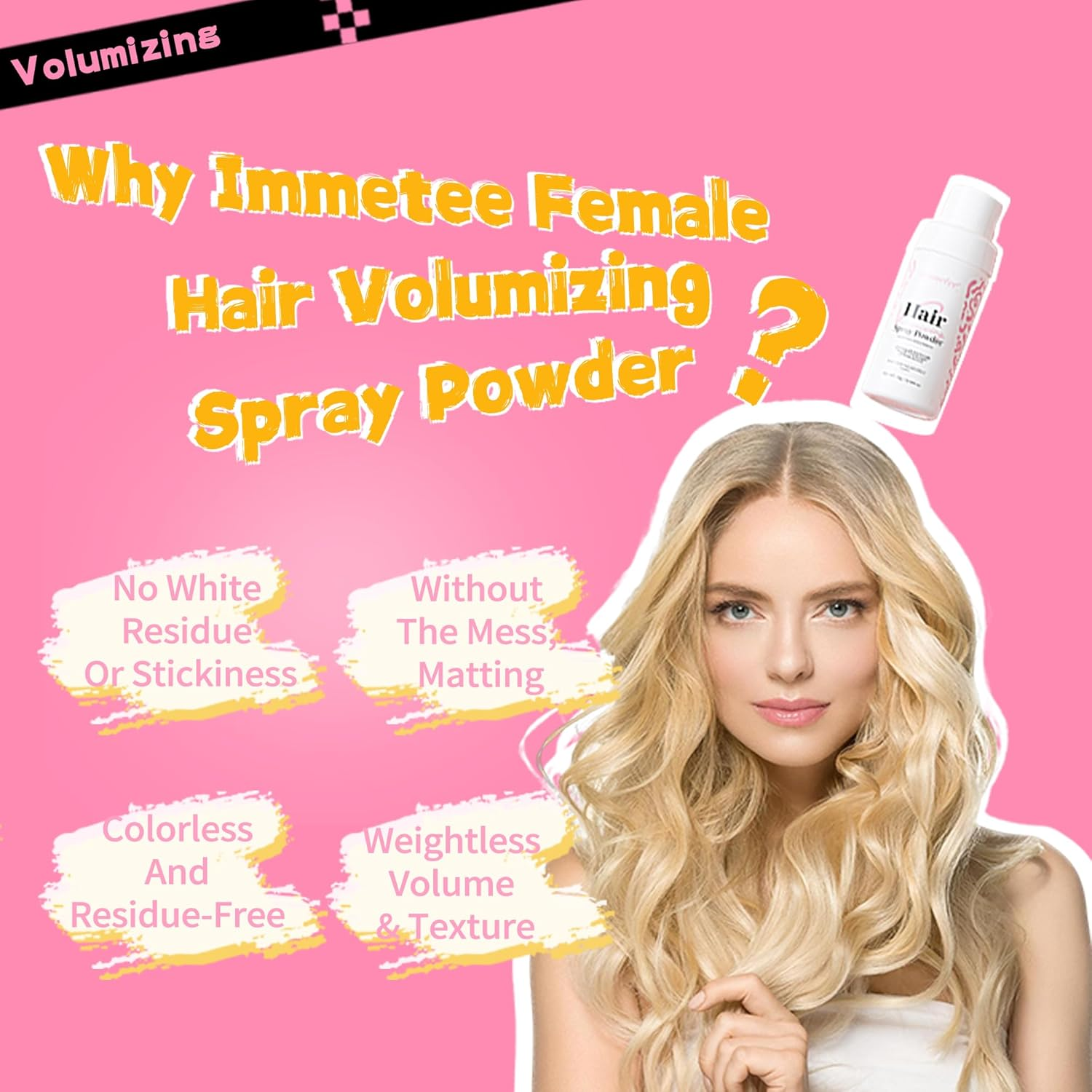 Immetee Texturizing Powder, Hair Volumizing Dry Shampoo Powder, Add Volume & Texture, Hair Volume Spray for Women 14G/0.494Oz image number 4