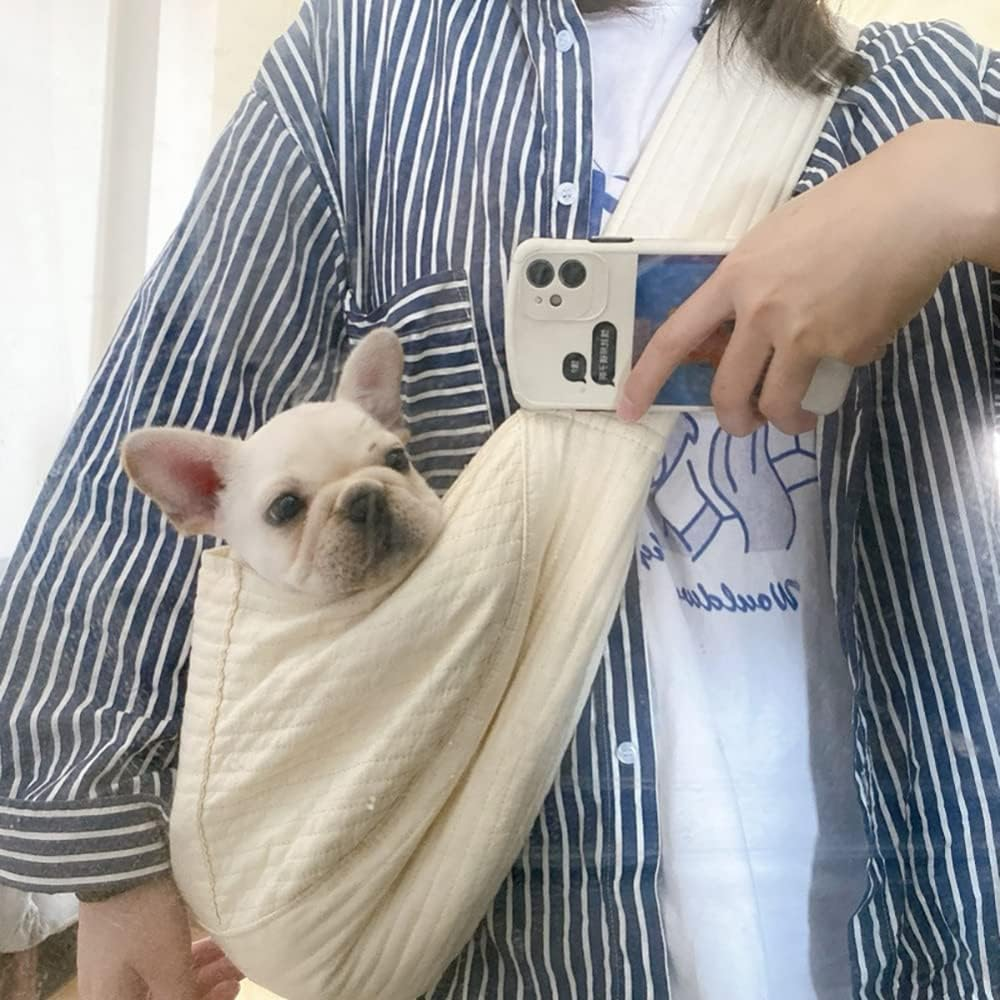 Dog Cat Sling Carrier Pet Foldable Carrying Bag Outdoor Travel Canvas Bag Shoulder Messenger Bag with Pockets Pet Supplies