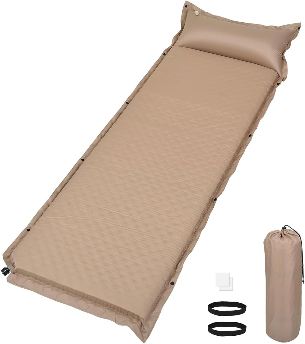 Anshine Sleeping Pad for Camping, Memory Foam Self Inflating Camping Sleeping Mats with Pillow, Easy Inflate & Deflate, Camping Mattress Pad with Pillow, for Hiking, Backpacking image number 1