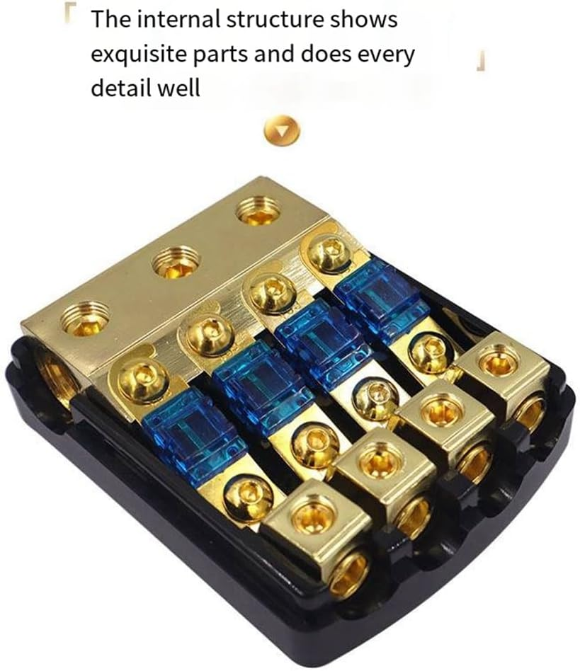 3 Way ANL Fuse Holder, Copper 0/2/4 Gauge to 4/6/8 Gauge 60 Amp Fuse Distribution Block for Car Audio Amplifier Spare Parts image number 6