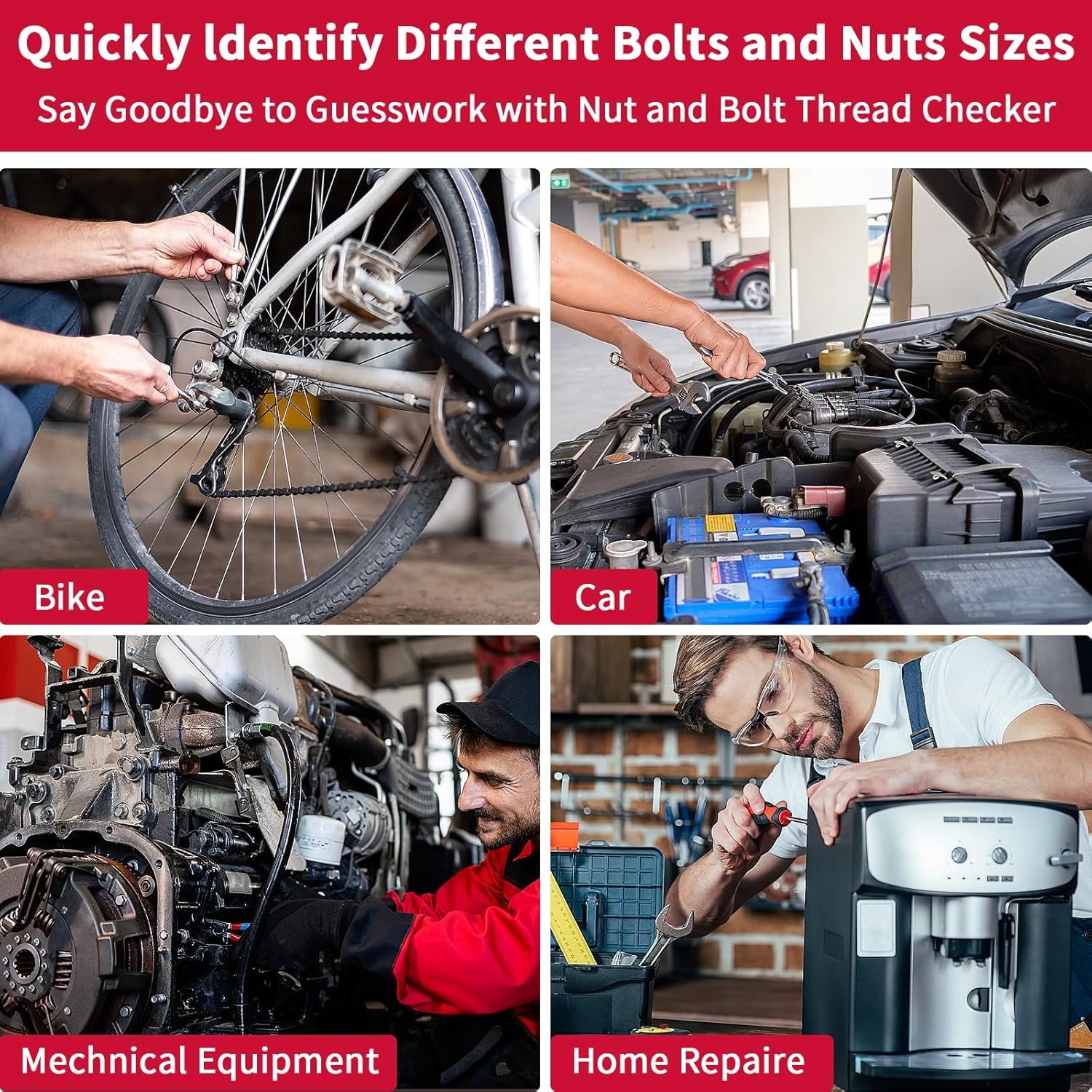 Thread Checker, 49 Nut and Bolt Thread Checker, Screw Size and Thread Identifier Gauge with 15 Standard & 15 Metric &19 Drill Bit Gauges, Bolt Size Finder for Quickly Identify Thread Sizes image number 4