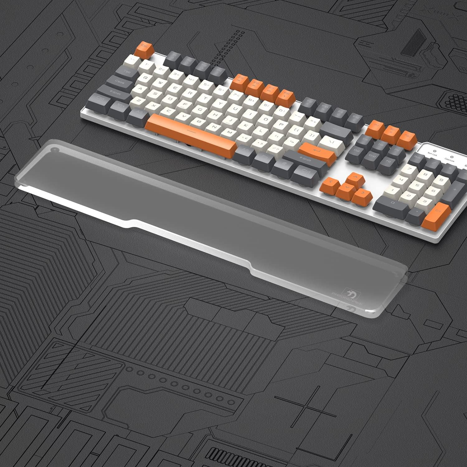 SELORSS Acrylic Keyboard Wrist Rest - Full Size 100% Keyboard- Mechanical Keyboards Ergonomic Palm for Computer Keyboard,Anti-Slip Base,Wrist Pad Laptop,Office & Home-Easy Typing White/Full-Size image number 6