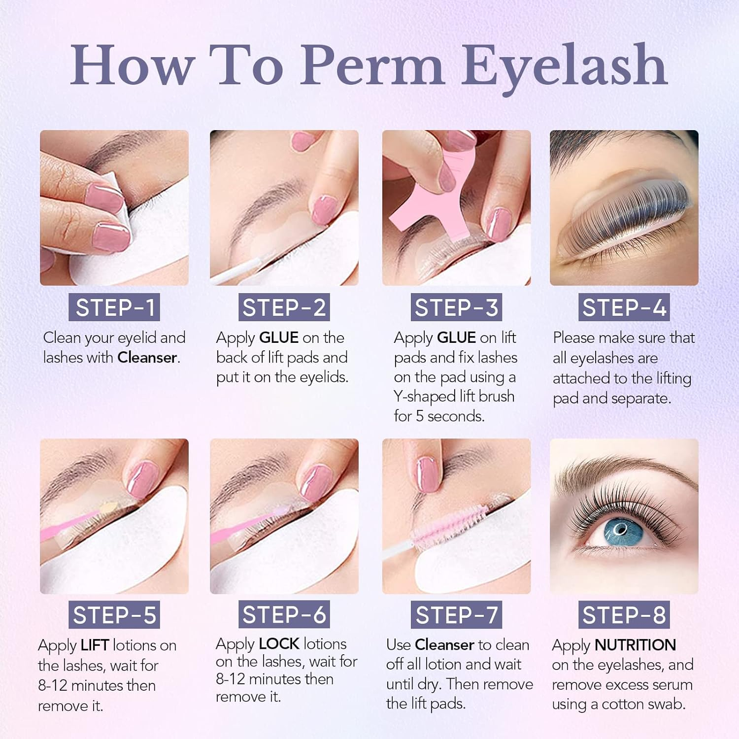 Libeauty Eyelash Lift Kit, Separate Steps Lotion for Salon or at Home for Lash Perm & Brow Lamination (With Tools) image number 2