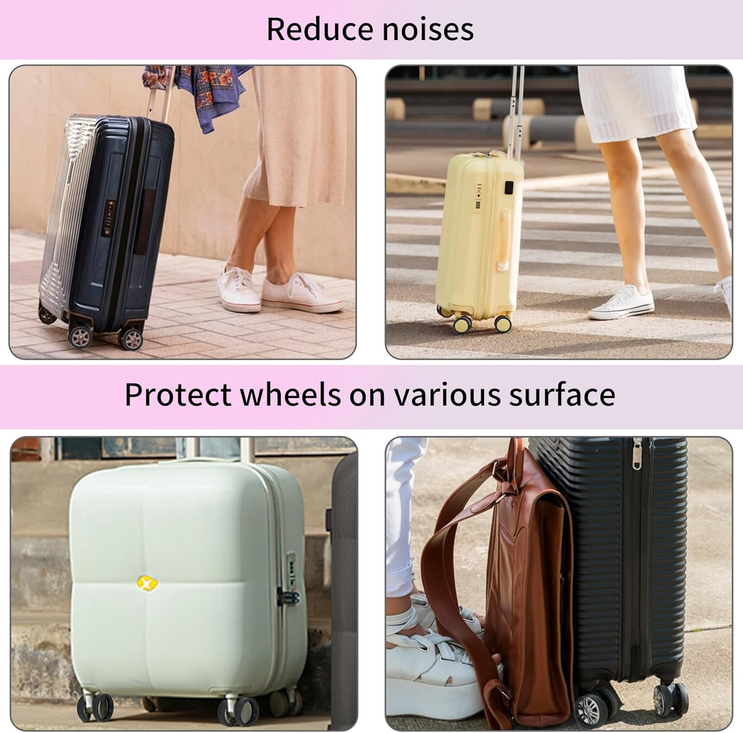 NICENEEDED 8 Pcs Luggage Wheel Protector, Silicone Suitcase Wheel Covers, Luggage Wheel Covers Suitcase Spinner Wheels Protector Suitcase Covers Travel Luggage Accessories