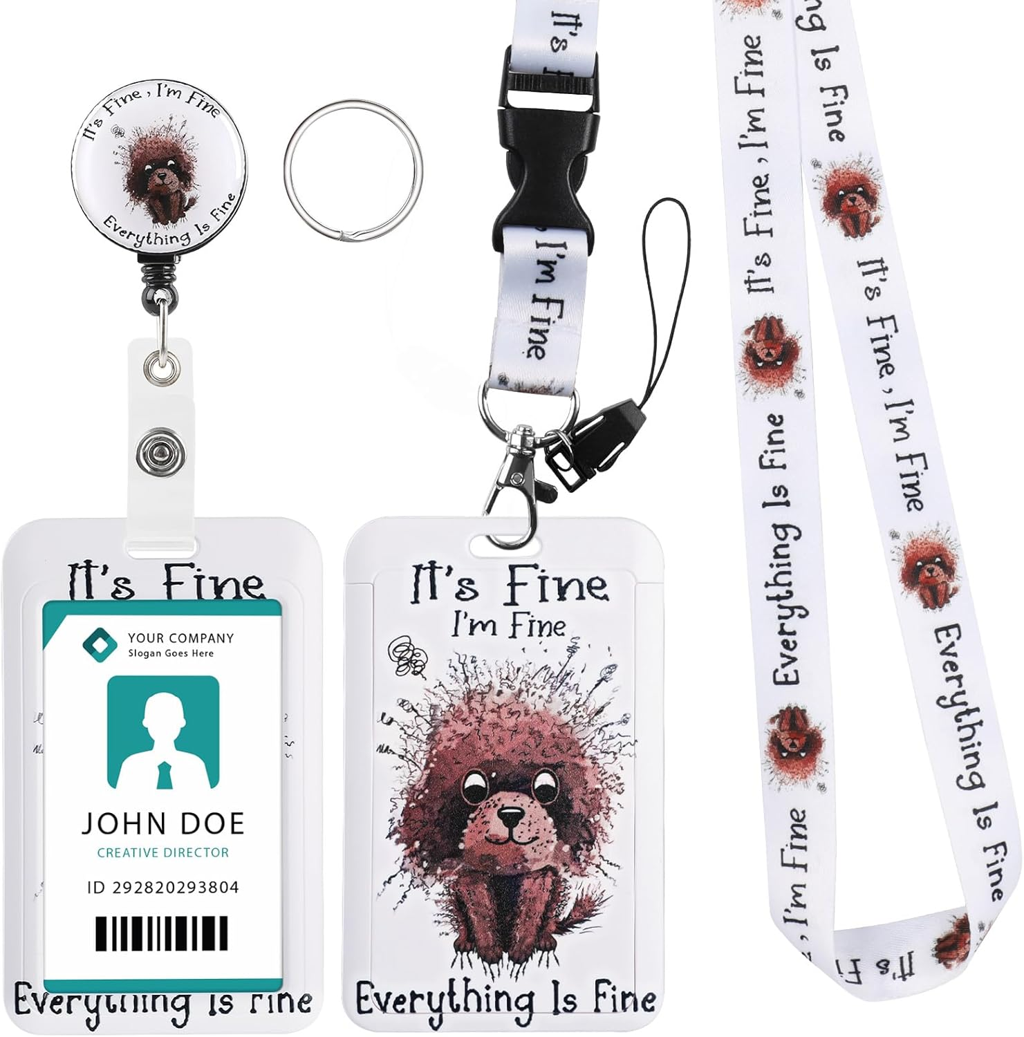 Hianjoo Badge Holder Retractable with Lanyard, ID Card Holder with Belt Clip Retractable Reel Neck Lanyard for Students Office Staff, Cute Dog image number 4