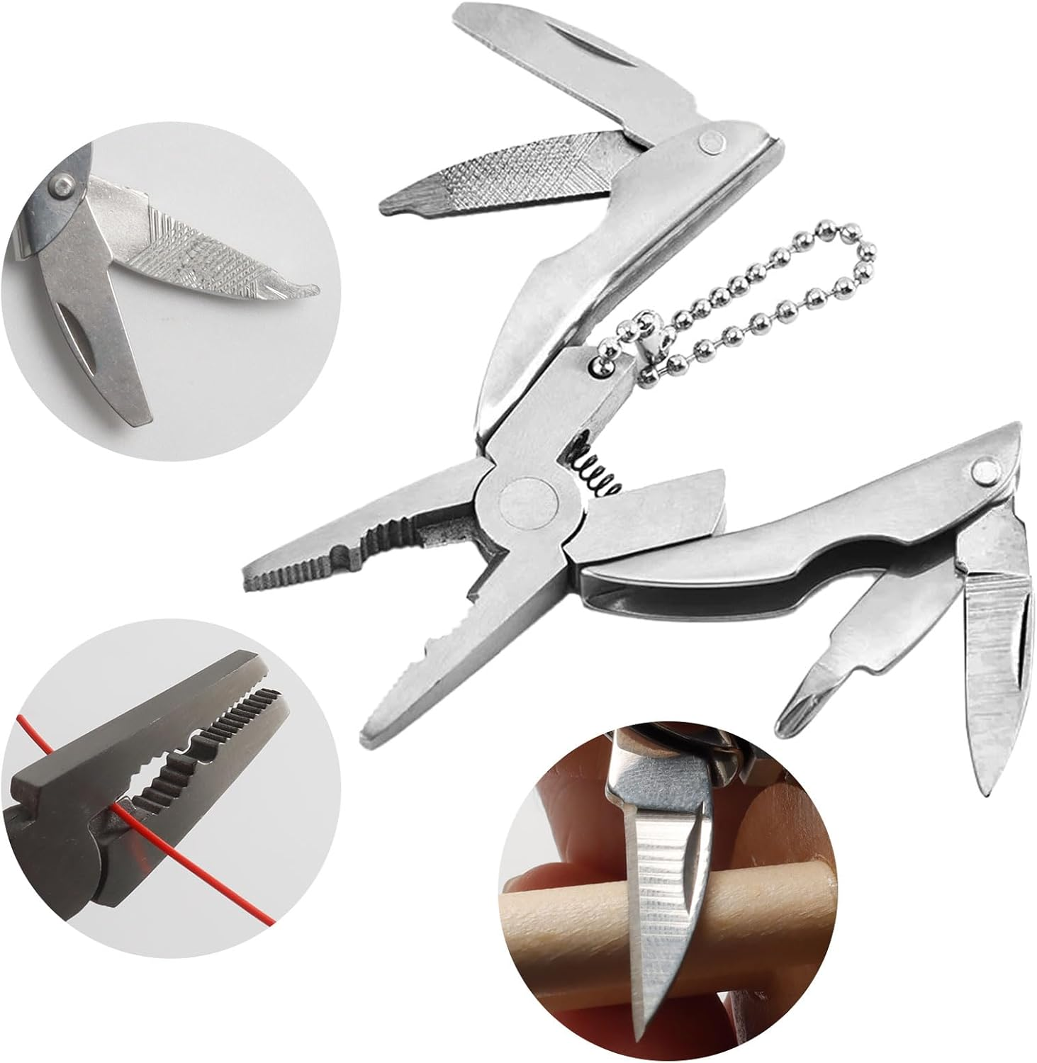 Polished 6-In-1 Stainless Steel Multifunctional Pliers Multi Tools Set with Sheath, Mini image number 1