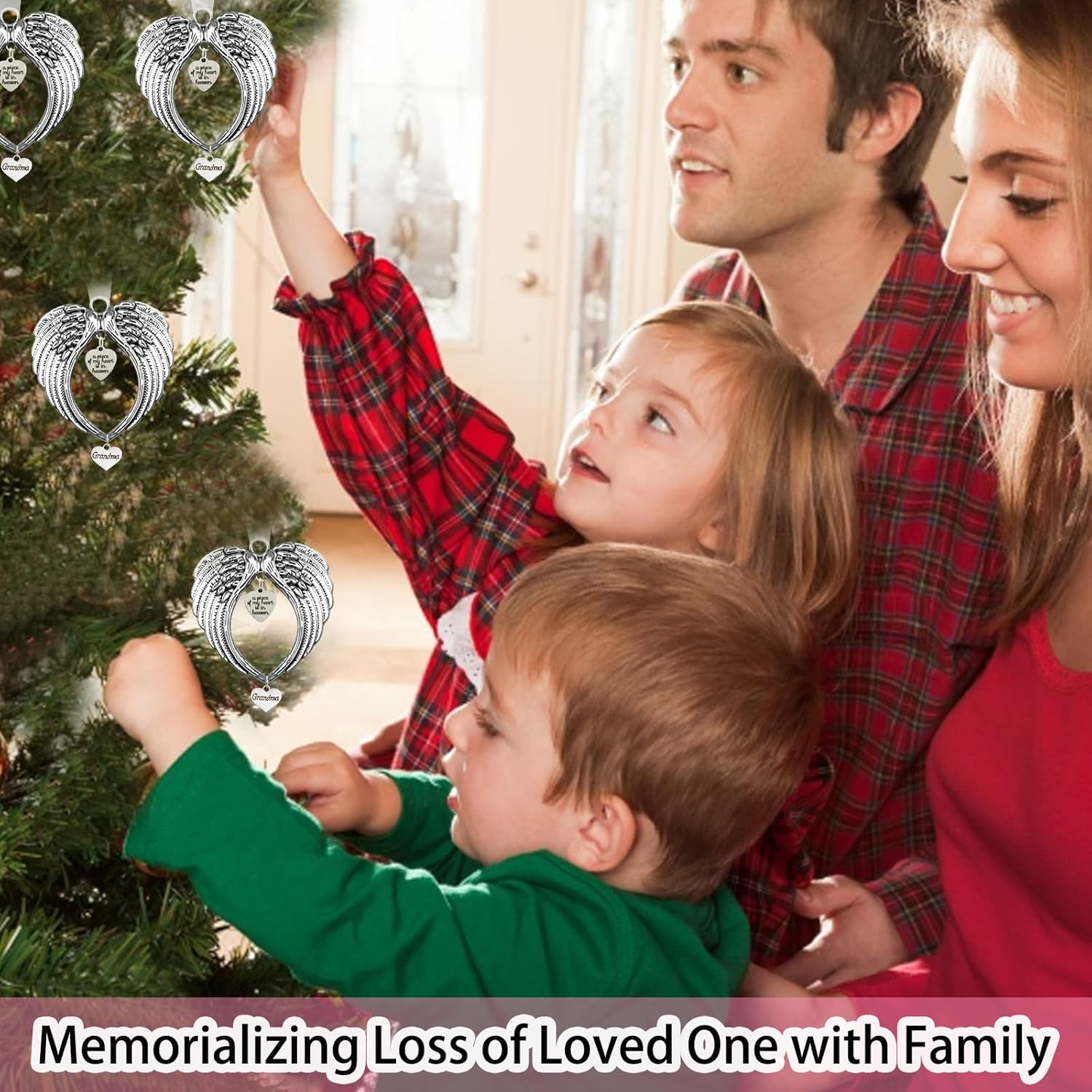 Sympathy Gifts a Piece of My Heart Is in Heaven Angel Wings 2023 Christmas Ornaments Decorations for Loss of Loved Son