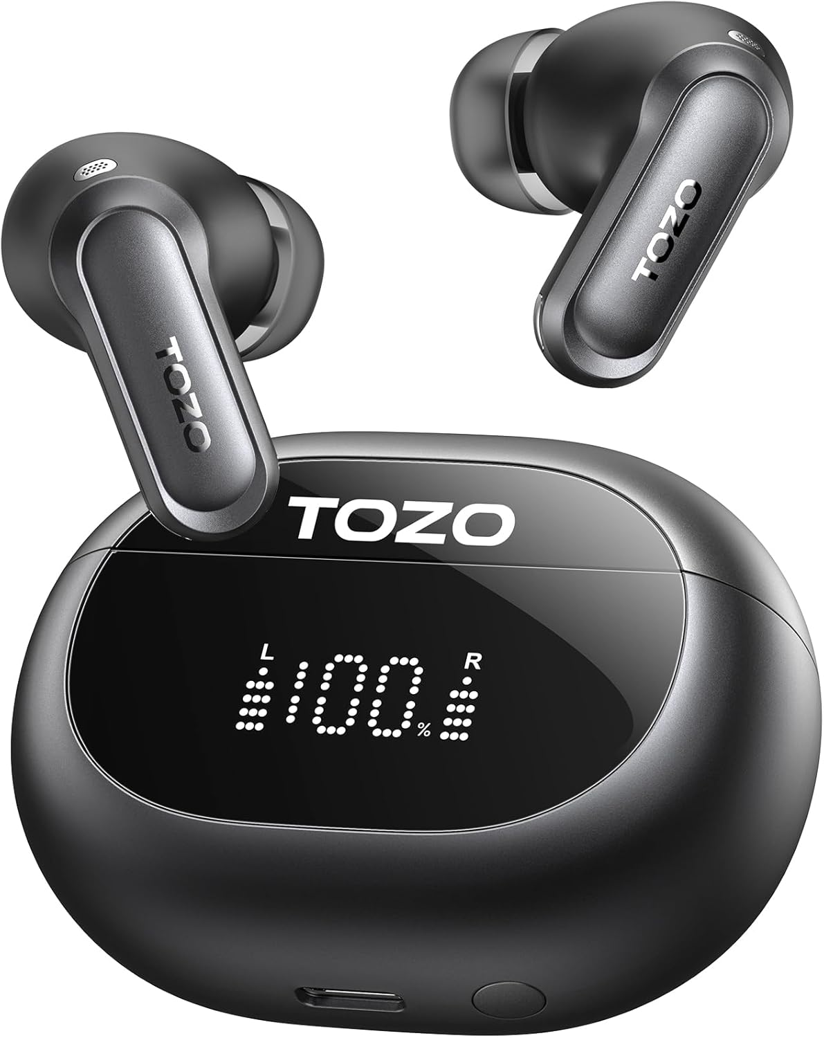 TOZO NC20 Active Noise Cancelling Wireless Earbuds, IPX8 Waterproof Ear Buds, LDAC Hi-Res Sound, Stereo Bass, 6 Mics ENC AI Clear Call, Bluetooth 5.4 Headphones, Wireless Charging Case, 32 Eqs via APP image number 1