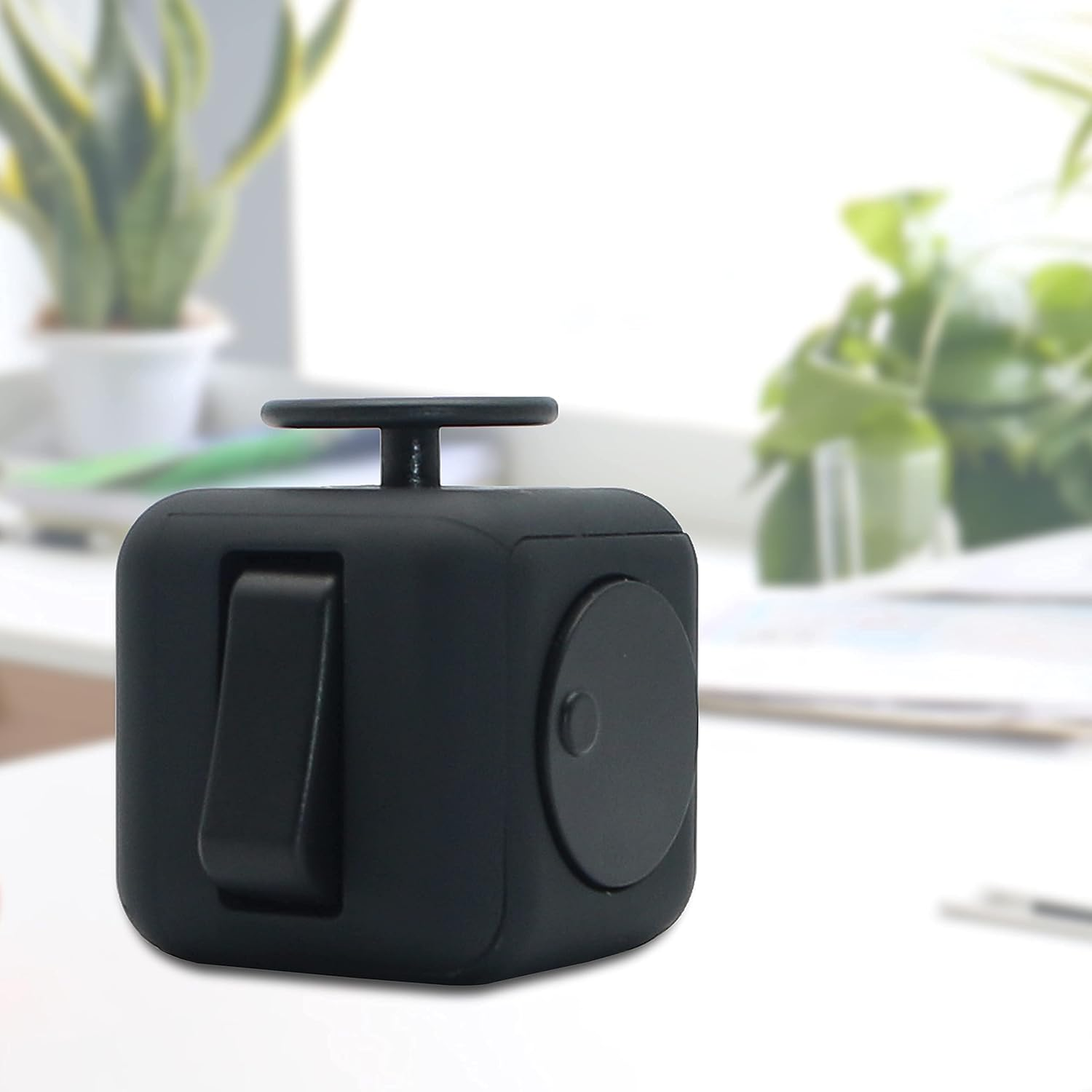 Fidget Cube Stress Anxiety Pressure Relieving Toy Great for Adults and Children[Gift Idea][Relaxing Toy][Stress Reliever][Soft Material] (Black&Black) image number 4