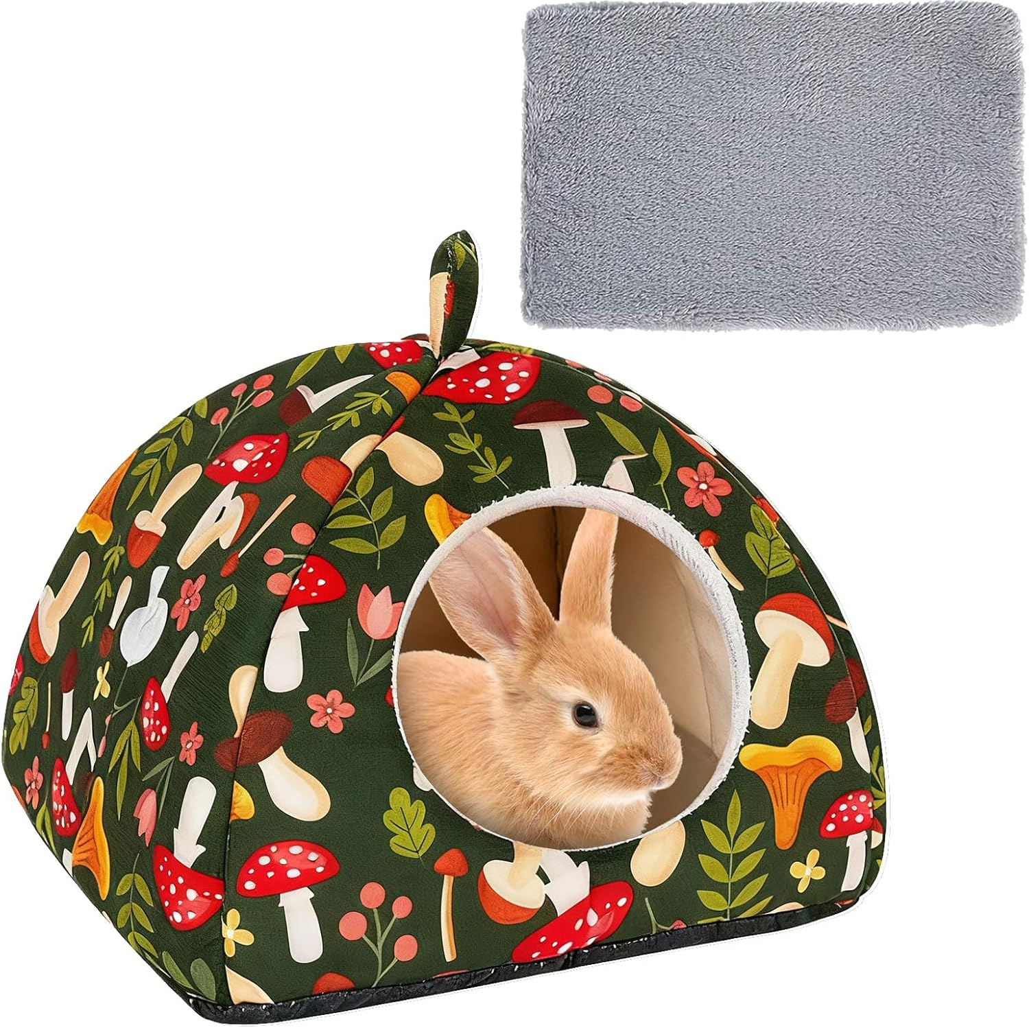 Guinea Pig Bed with Removable Pad Washable Semi-Enclosed Winter Warm Hamster House Sleeping Bed Cave Shelter Small Animal Hideaway for Dwarf Rabbits Chinchillas Hedgehogs Ferrets Rats (5.91X5.91In) image number 4