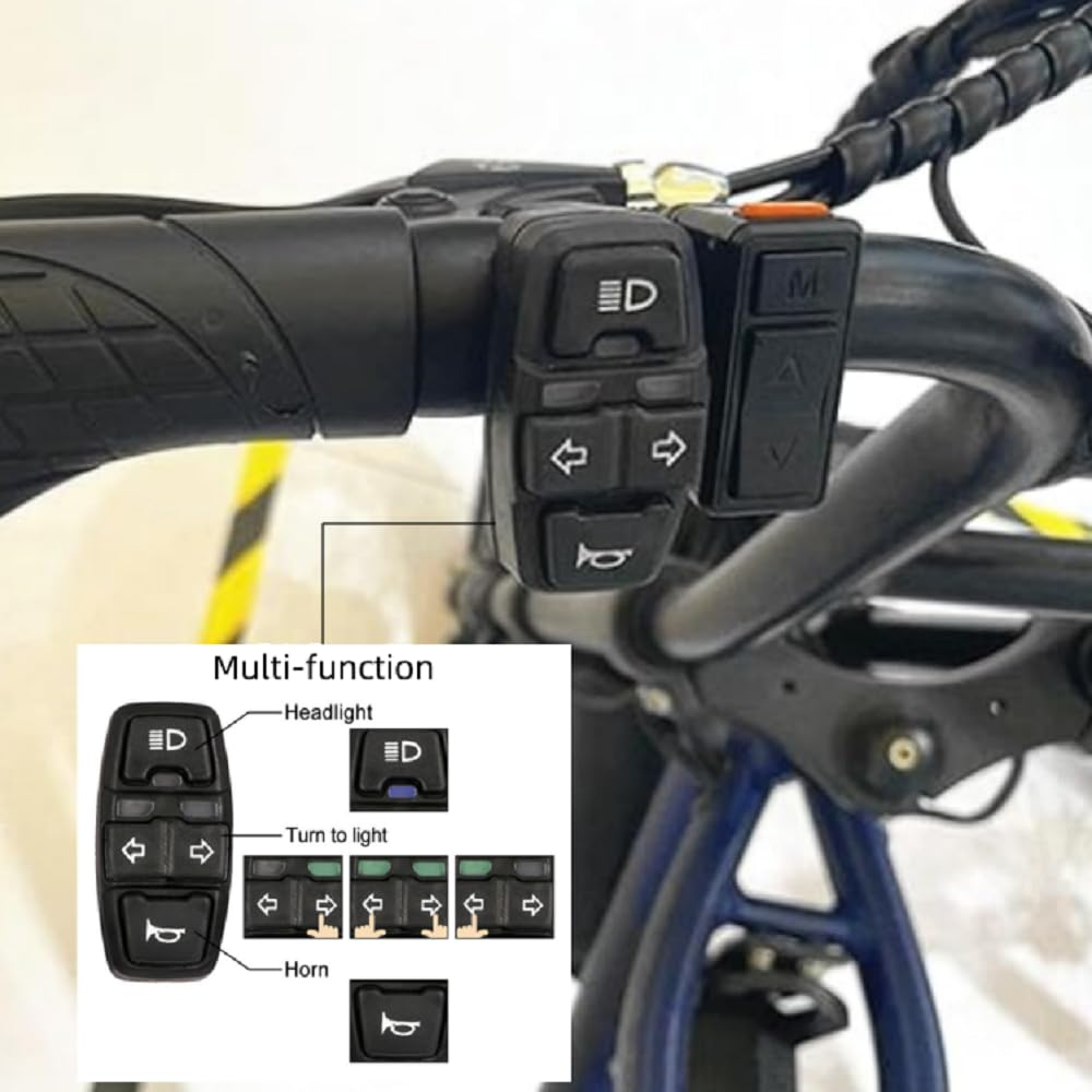 3 in 1 Electric Bike Scooter Switch, Headlight, Turn Signal, Horn Control Switch, 36V/48V On/Off Control, Waterproof Design, Multi Functional Switch Set for Electric Bicycles, Scooters, Motorcycles image number 4