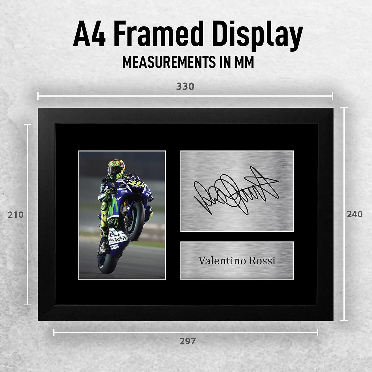 HWC Trading FR Valentino Rossi Gift Signed FRAMED A4 Printed Autograph Superbikes Motogp Gifts Print Photo Picture Display image number 3