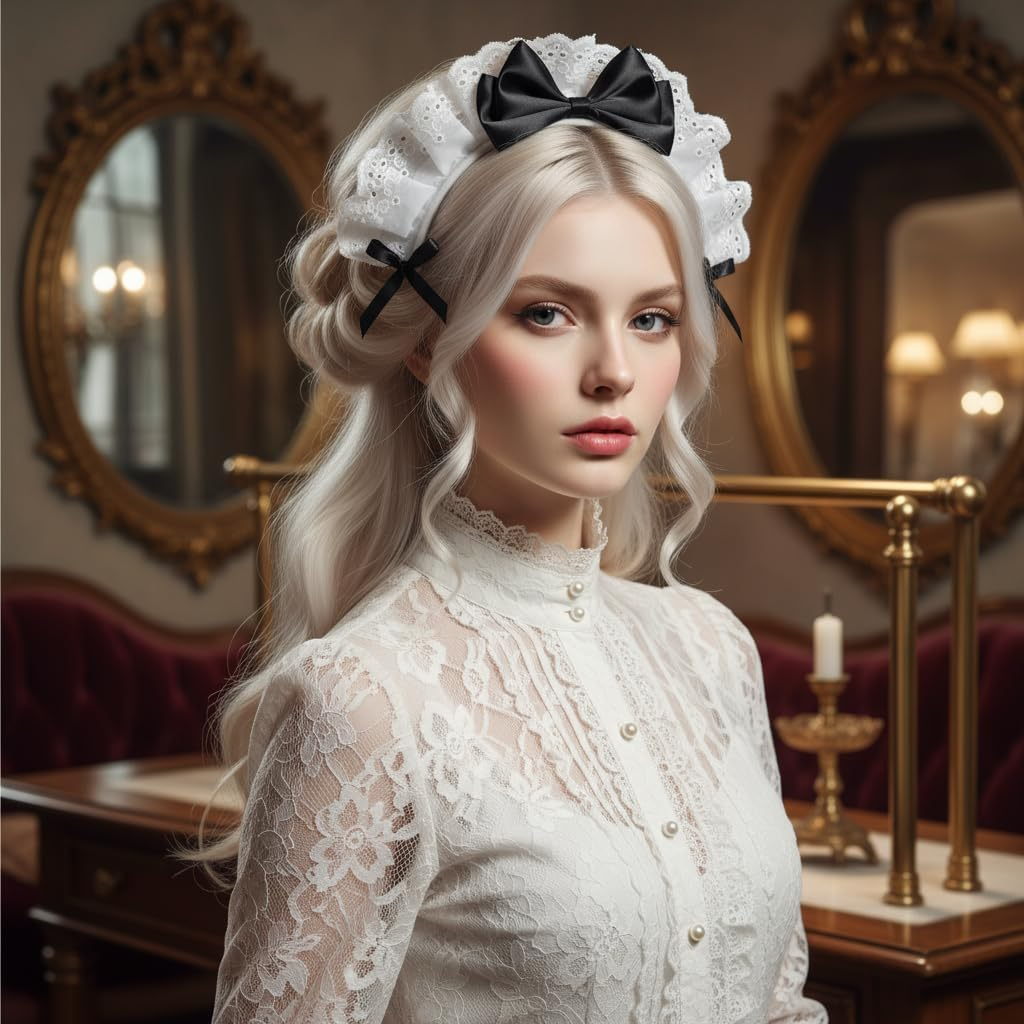 Black Women Girls for Lolita Headband Lace Bow Hair Band Maid Anime Cosplay Headwear Ribbon Bowknot Women'S Fashion Headbands Cute Hair Band Party Hair Accessories