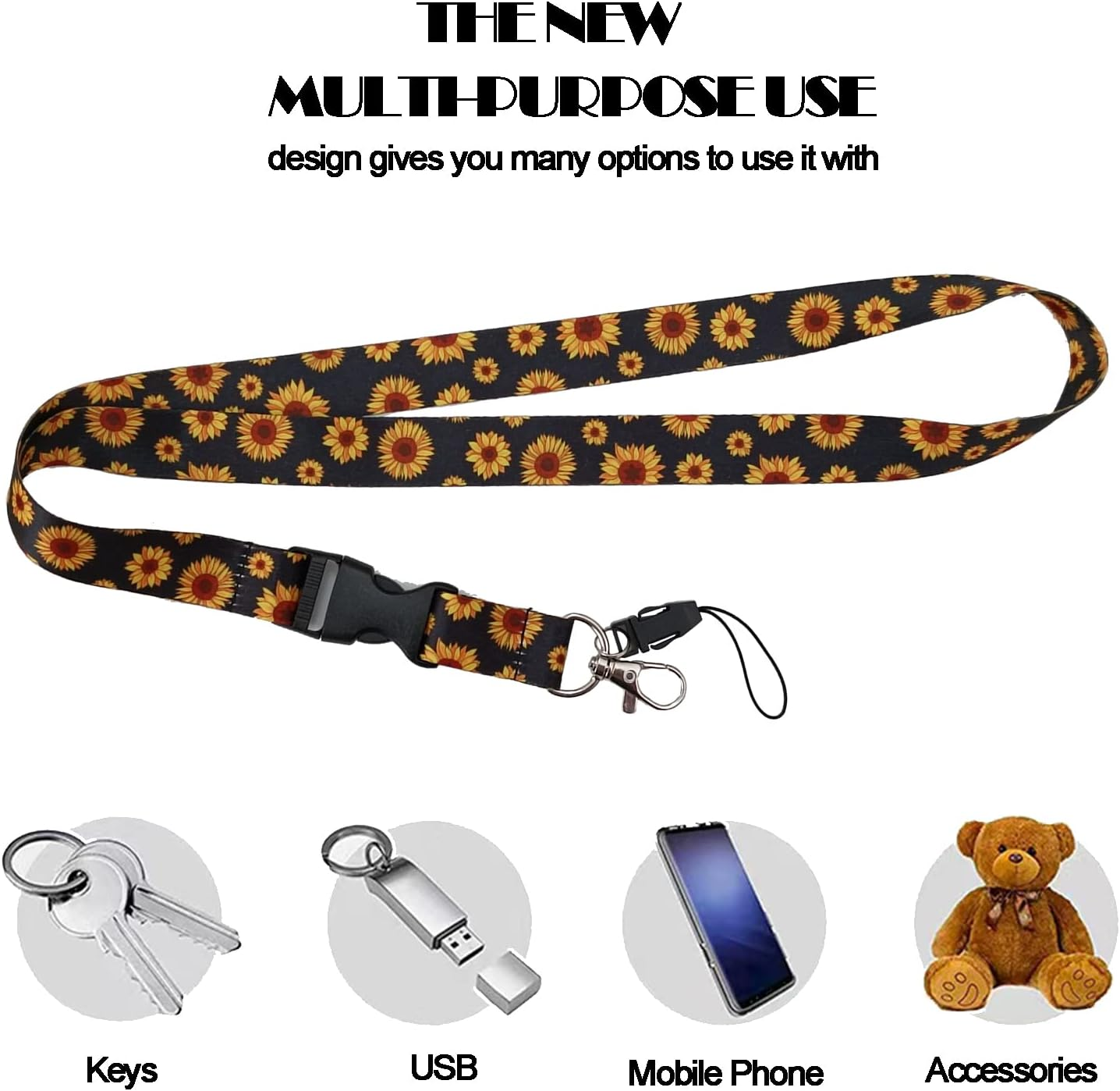 Badge Holder with Detachable Neck Lanyard Reel Clip, Retractable Vertical ID Card Holder Keychain Name Badge with Belt Clip, Work Office Nurse Medical Student Teacher Women Men Gifts (Sunflower) - Blue Marble image number 6