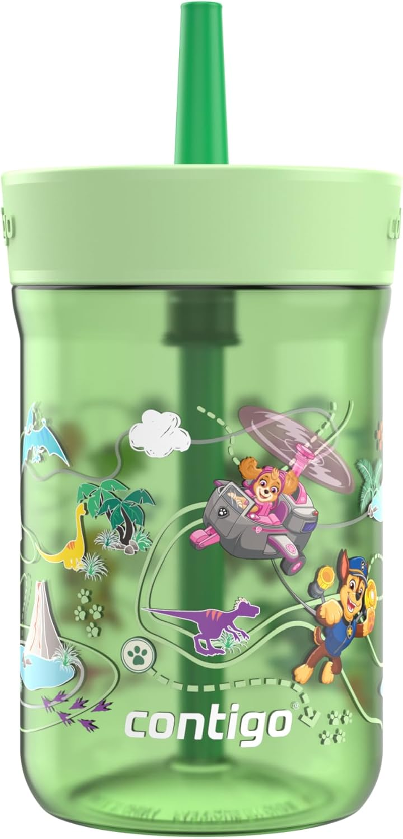 Contigo Leighton Straw Tumbler, 14 Oz, Cool Lime (Dogs)