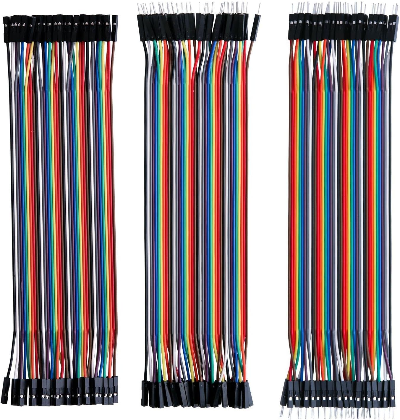 Elegoo 120Pcs Multicolored Dupont Wire 40Pin Male to Female, 40Pin Male to Male, 40Pin Female to Female Breadboard Jumper Wires Ribbon Cables Kit for Arduino image number 5