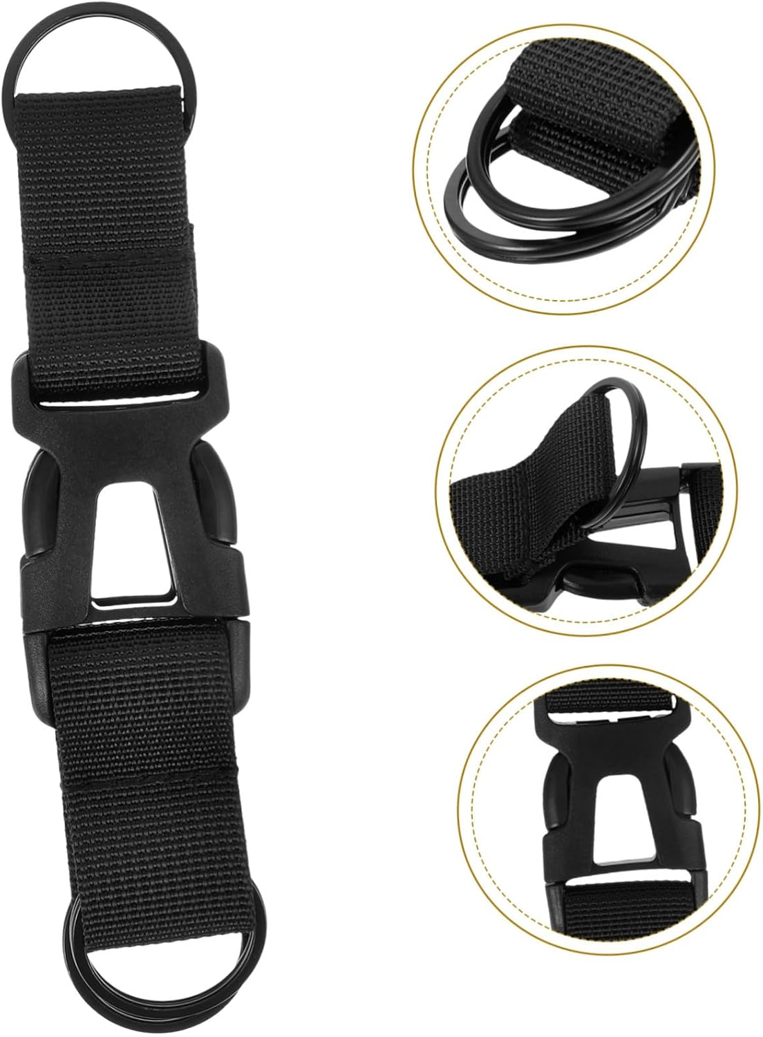 HEALEEP Adjustable Black Outdoor Luggage Strap Three-Ring Buckle, Multifunctional Wide Suitcase Strap for Travel, Secure Packing and Carrying Accessories image number 3