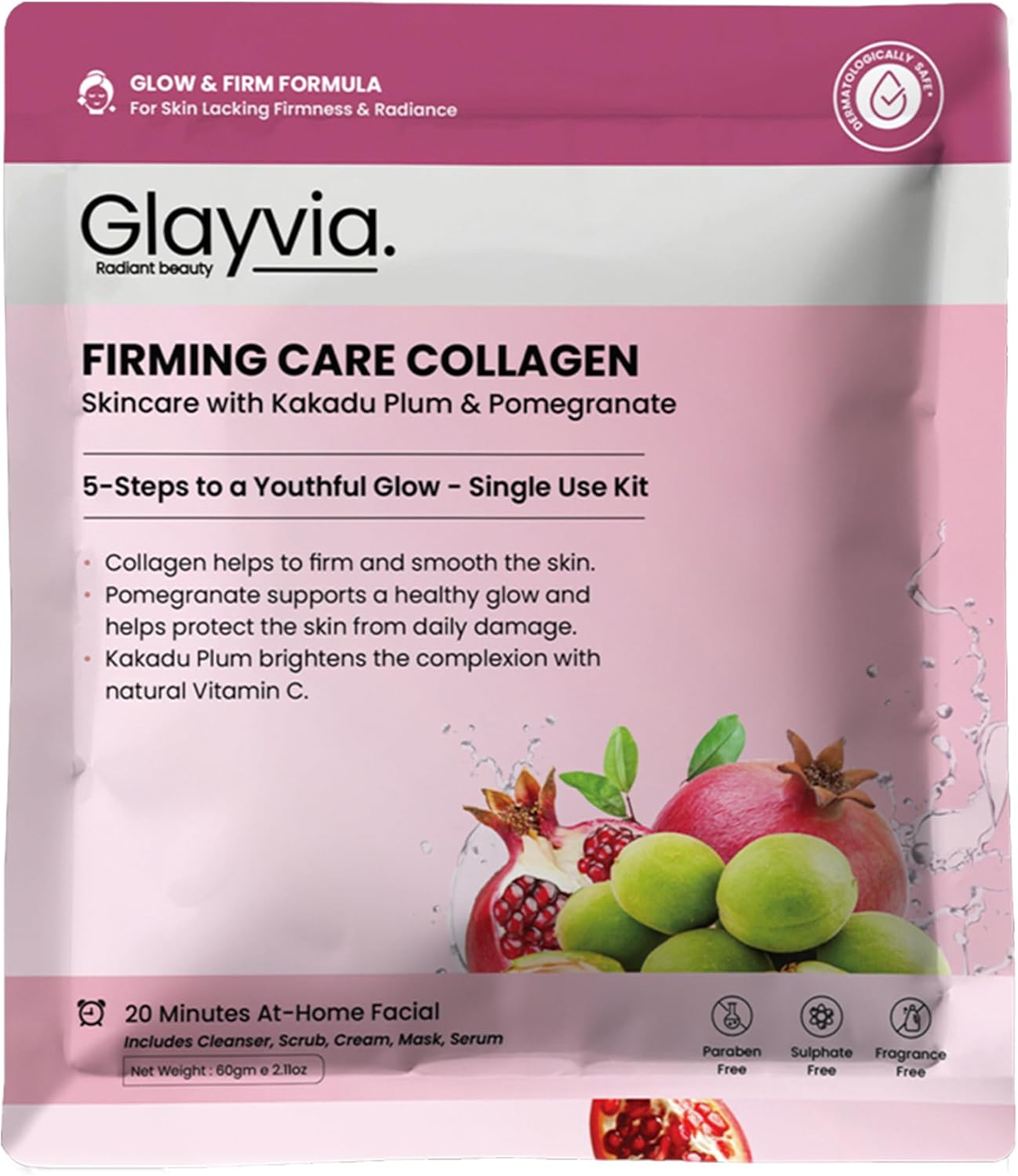 Glayvia Collagen Skin Care Routine Set &ndash; 5-Step Single-Use Firming Routine | Collagen + Kakadu Plum + Pomegranate | Fragrance-Free | 20-Minute At-Home Facial | anti Aging Routine image number 1