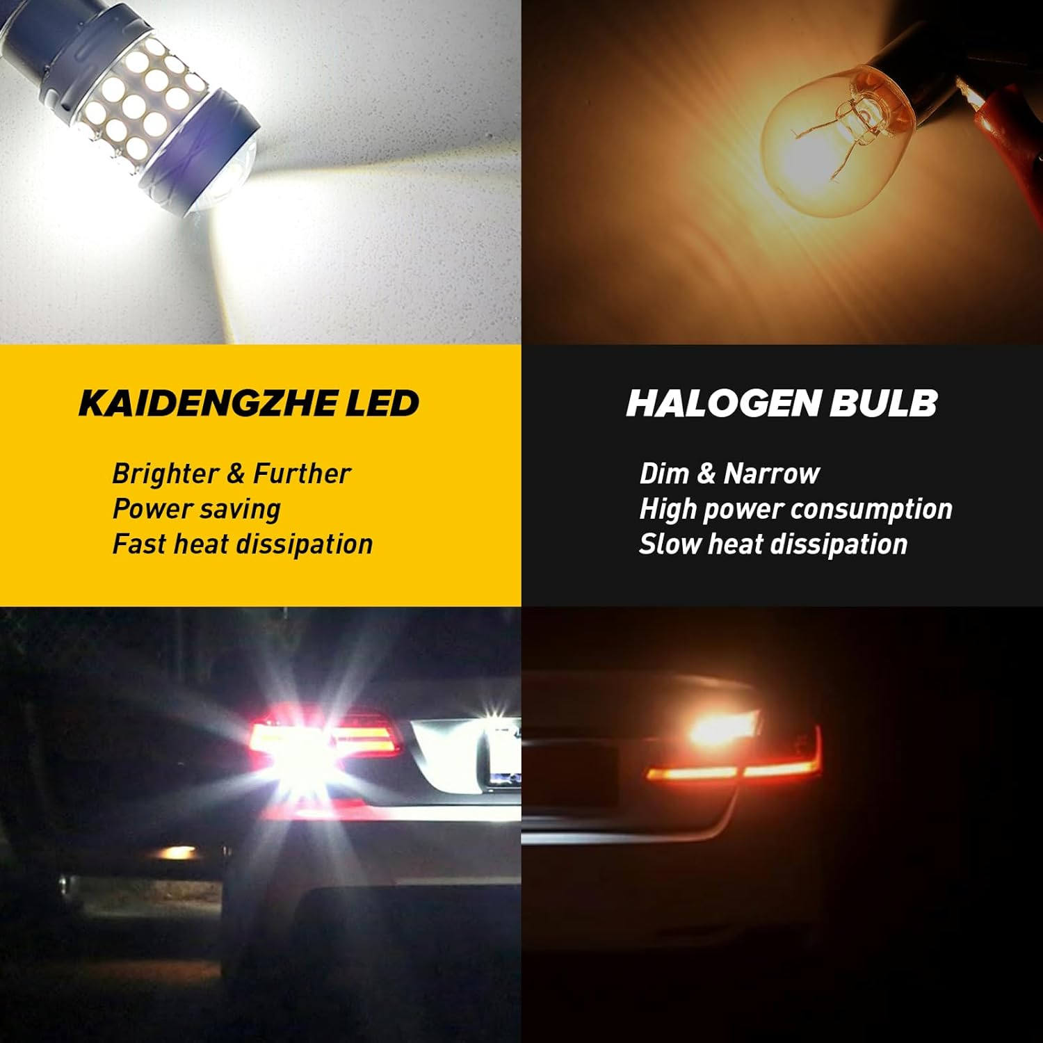Kaidengzhe 1157 LED Light Bulbs, 42SMD 3030 Chipsets BAY15D P21/5W Light Bulb Tail Lamp for Car Trailer Truck Replacement P21/5W LED Brake Light Bulb Plug & Play 21W/18W Bipolar, Xenon White, 2 PCS image number 4