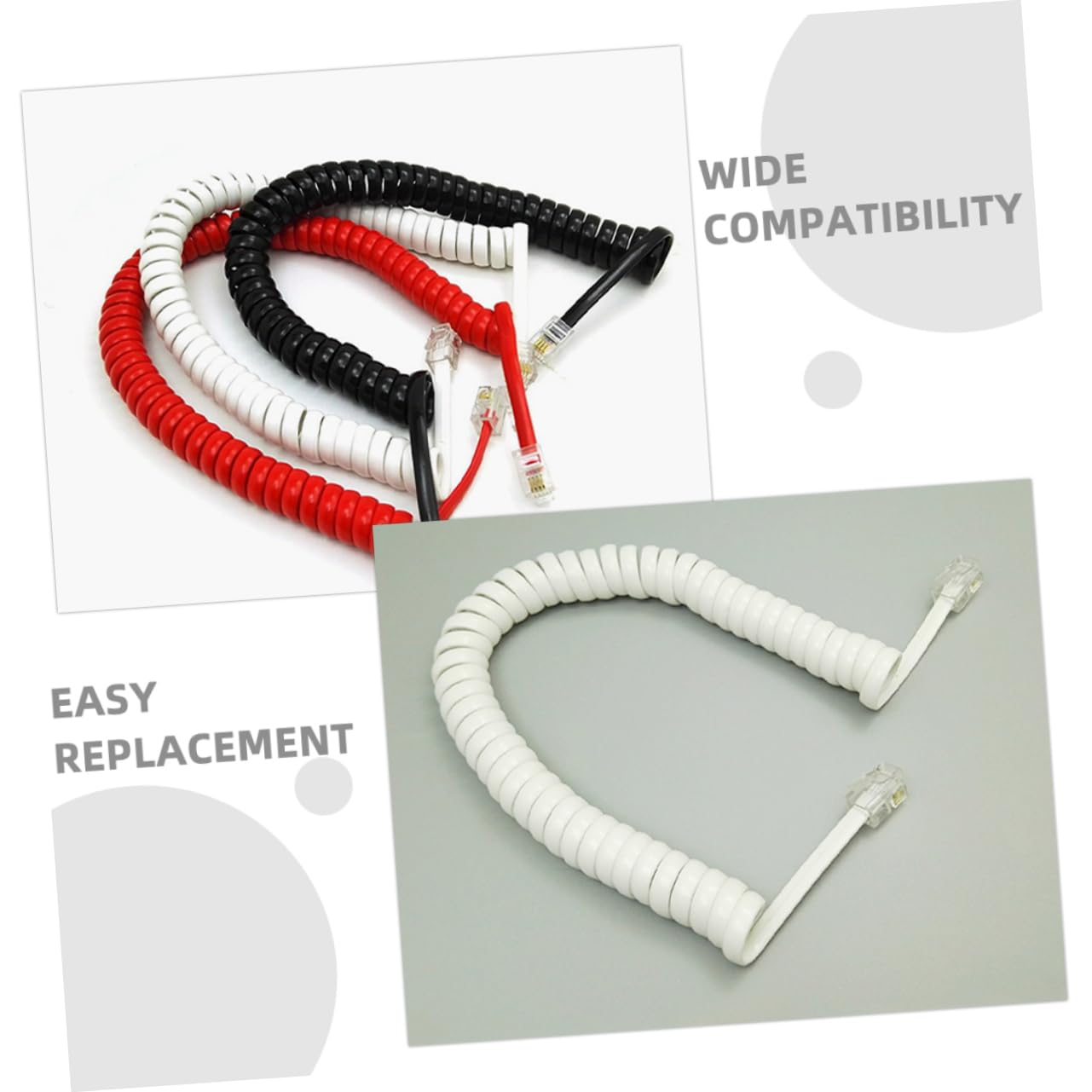 SHINEOFI 12 Pack Curly Phone Receiver Cord 2M Telephone Connection Line for Landline Phones Tangle-