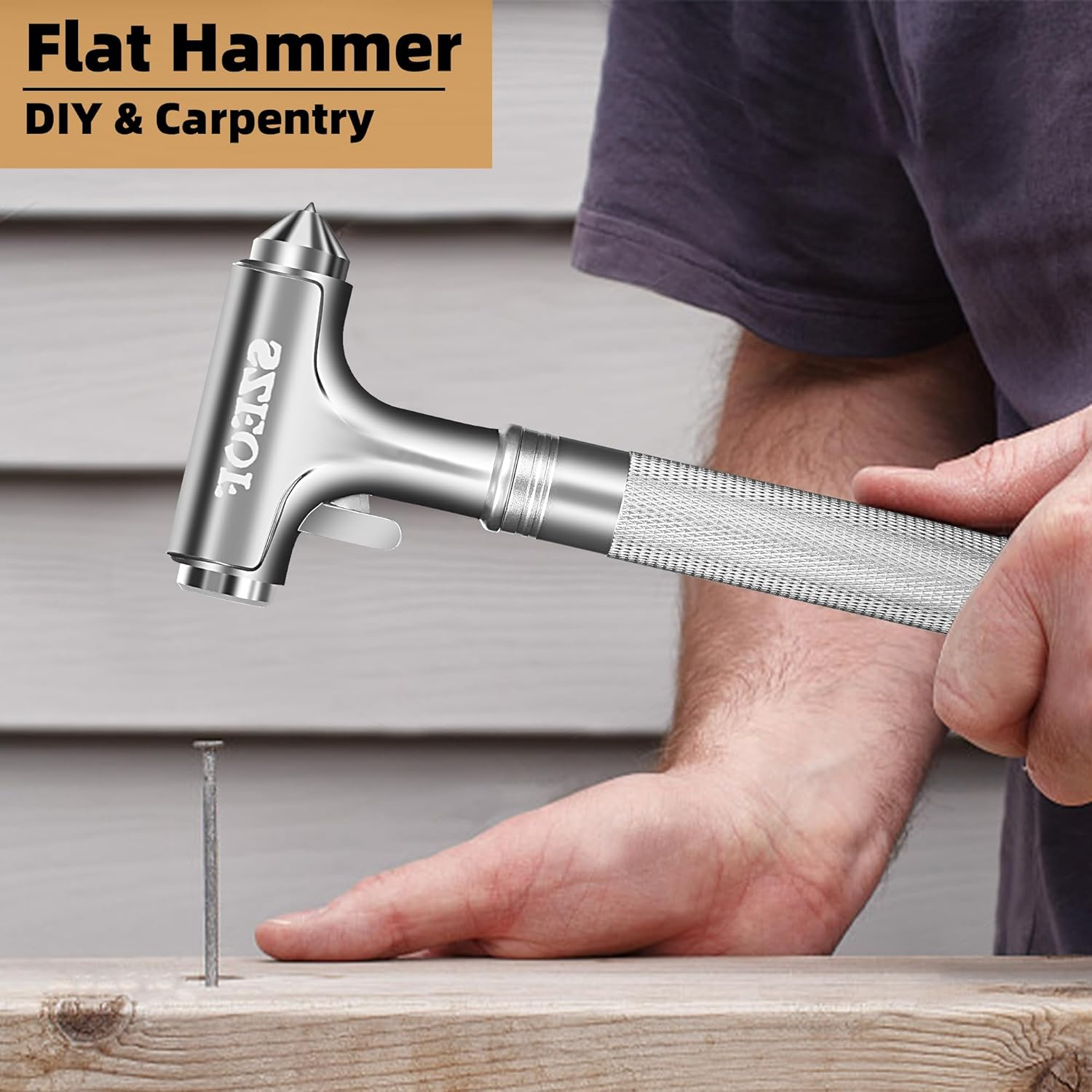 Car Window Breaker with Seat Belt Cutter,Car Safety Hammer,Car Escape Tool,Metal Automotive Glass Breaker,Vehicle Emergency Tools,Car Accidents Safety Kit(Silver) image number 1