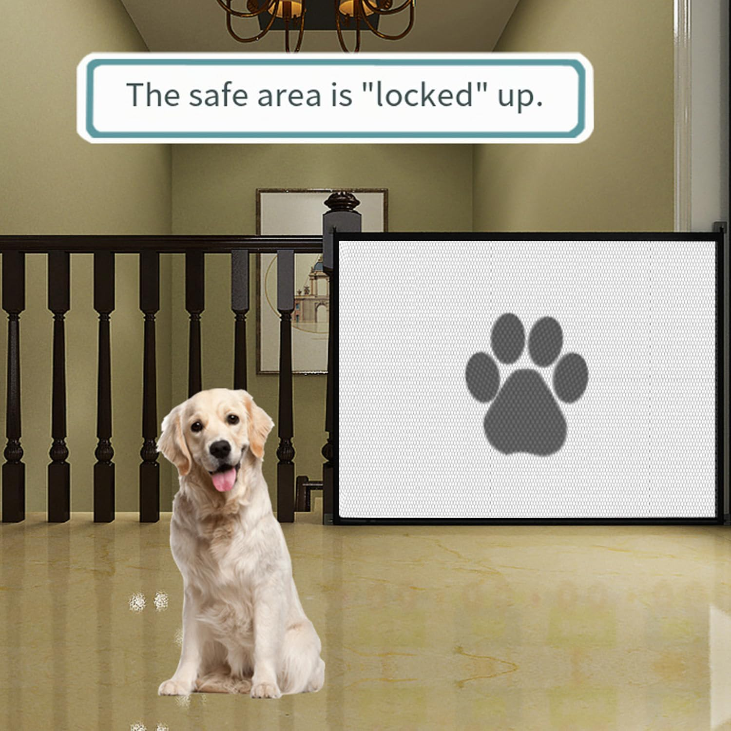 Yharnamite Mesh Dog Gate, Adjustable Indoor Barrier & Puppy Playpen Panel, Portable Folding Pet Safety Gate, Safety Fence for Stairs & Doorways(110 X 80Cm) image number 2