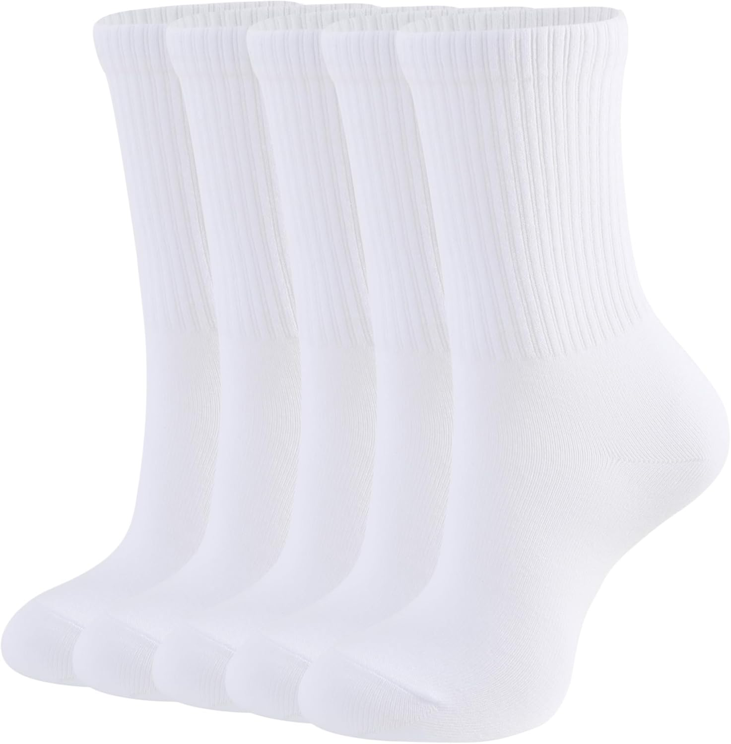 CLOSEMATE Womens Calf Crew Socks Comfortable Soft Cotton and Lightweight 5 Pairs