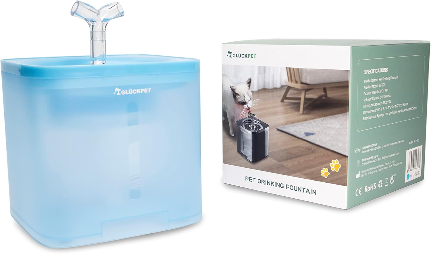 Drinking Fountain for Cat, 2 L, Blue, Triple Filter and Water Pump, CE and Rohs Certificate image number 4