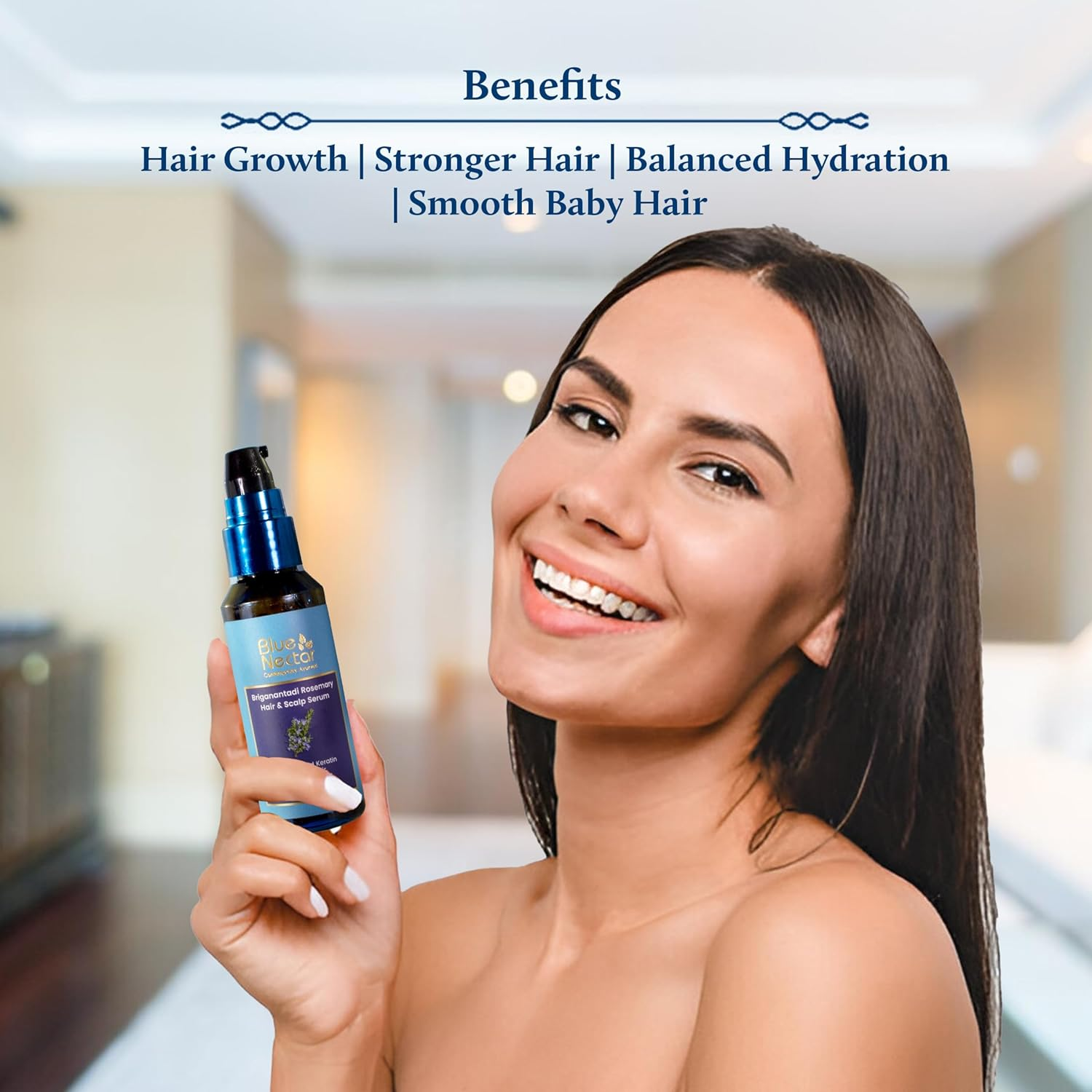 Blue Nectar Rosemary Hair Growth Serum for All Hair Types (17 Herbs, 50Ml) image number 3
