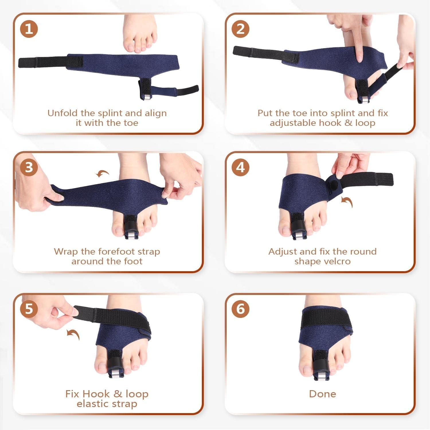 Toe Straightener, Hammer Toe Corrector for Women and Men, Toe Splint for Broken Toe, Claw Toetoe Brace for Second Toe to Pinky Toe Support (Blue, One Size) image number 2