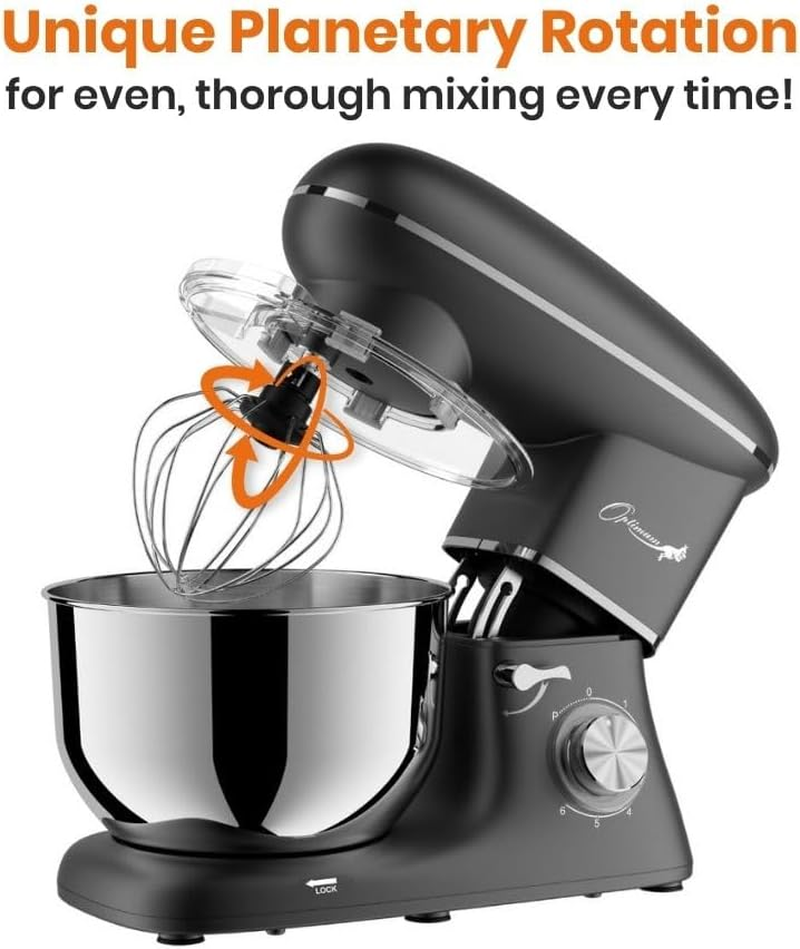 Optimum Bon Appetit Essential Stand Mixer | 1800W | 5.5L Stainless Steel Mixing Bowl + 4 Attachments | 6 Speeds + Pulse Function | 2 Year Domestic Warranty | for Dough, Desserts & More image number 1