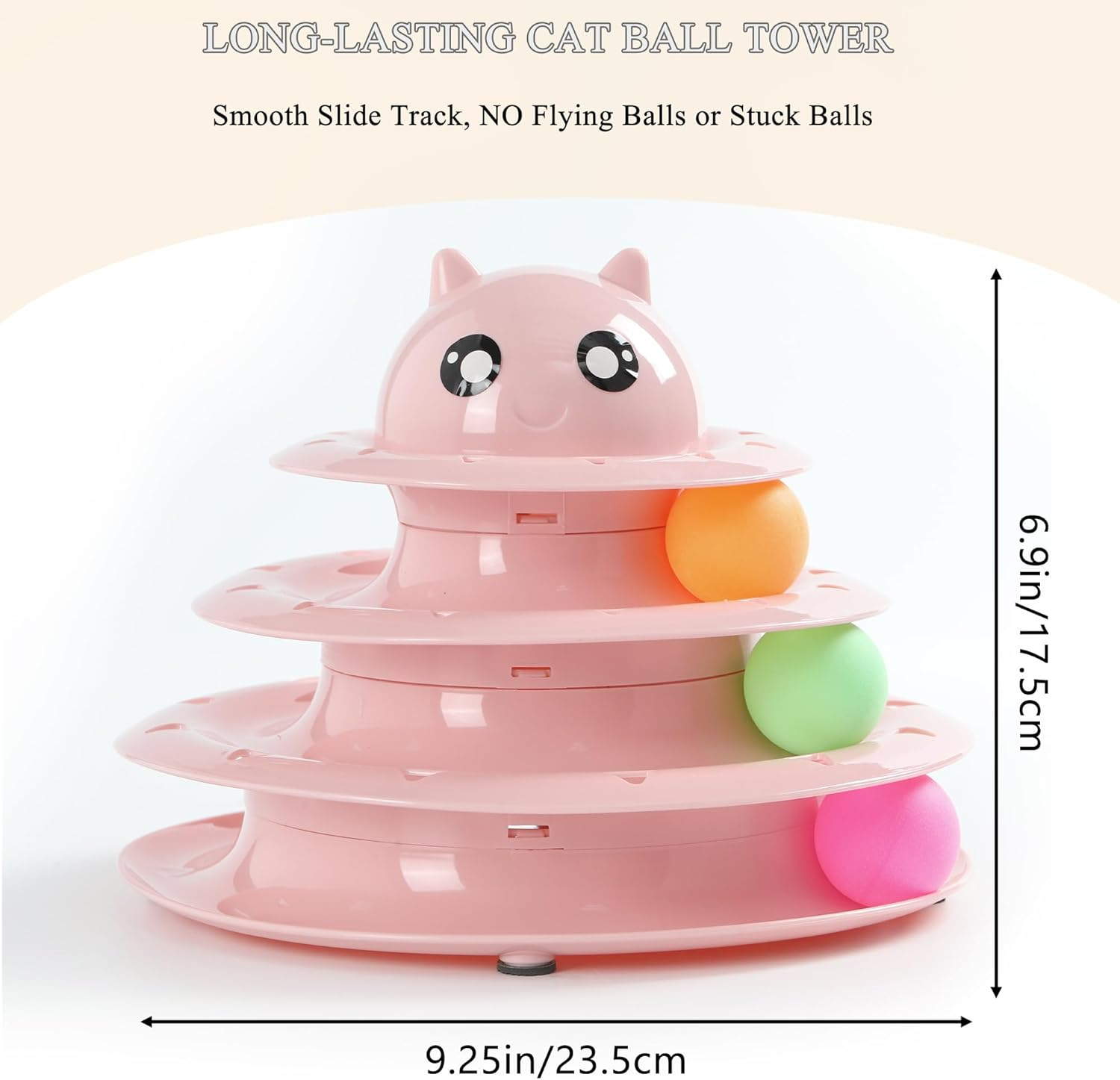 Vealind Pet Interactive Fun Roller Exerciser 3 Level Tower of Tracks Cat Teaser Ball Toy(Pink) image number 1