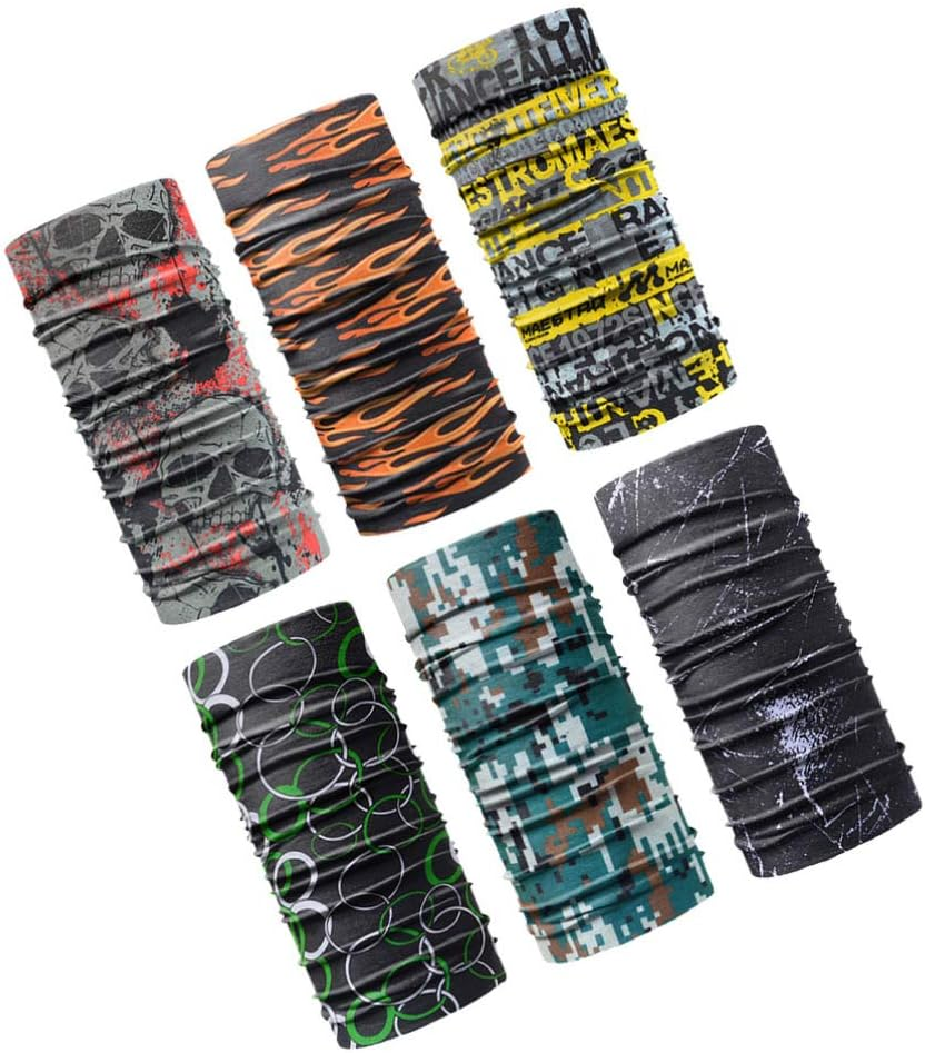 CLISPEED 6Pcs Cycling Neck Gaiter Fishing Headband Bandanas Face Cover Summer Cooling Balaclava Outdoor Scarf Headwear for Hiking Camping Hunting (Random Pattern) image number 6
