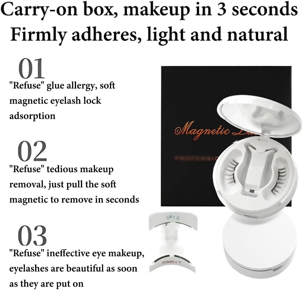 Magnetic Eyelashes with Applicator, Soft Upgrade Magnetic Lashes Natural Look, No Glue Eyeliner Needed Reusable False Eyelashes, Waterproof Lightweight Magnets Lashes for Daily(Style B,02) image number 5
