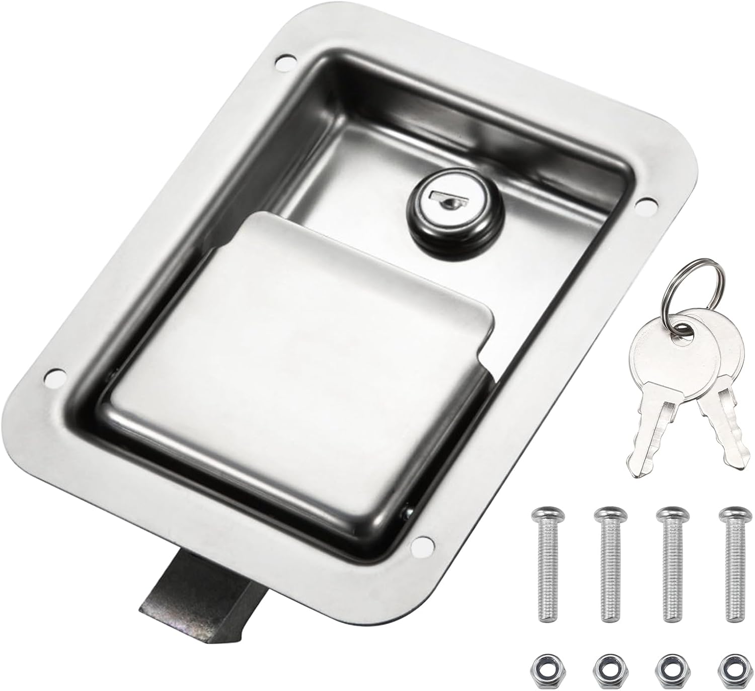 Loclink Truck Tool Box Lock Replacement Kit, Stainless Steel Locking Paddle Latch for Truck Bed Toolbox Handle, Trailer Door, RV, Camper, ATV, UTV, 140 * 108Mm with Keys