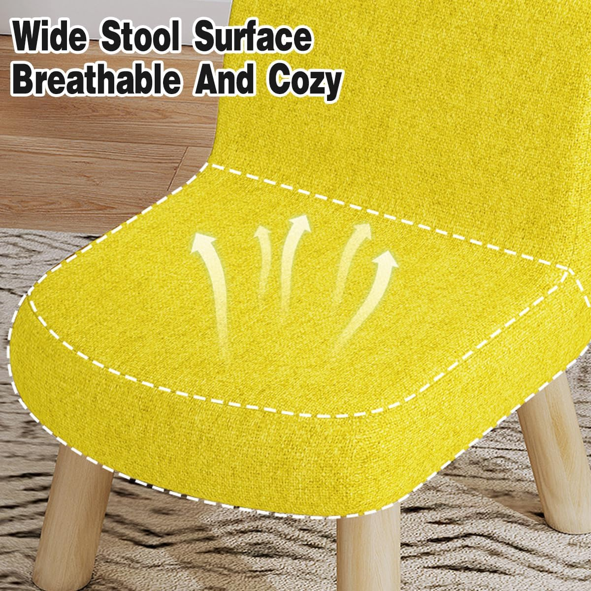 AIMALL Small round Stool, Solid Wood Fabric Shoe Changing Stool for Living Room, Creative Low Bench, Cyber Popular Coffee Table, Lazy Sofa Stool, Available in 6 Colours