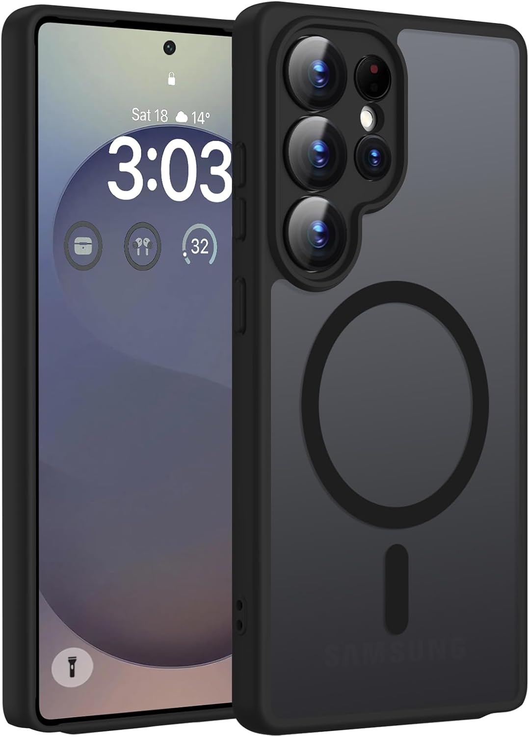 ORDA for Samsung Galaxy S25 Ultra Case 6.9 Inch Compatible with Magsafe, Translucent Matte Back Thin Camera Protection Shockproof Magnetic Mobile Phone Case for Samsung S25 Ultra (Black) image number 6