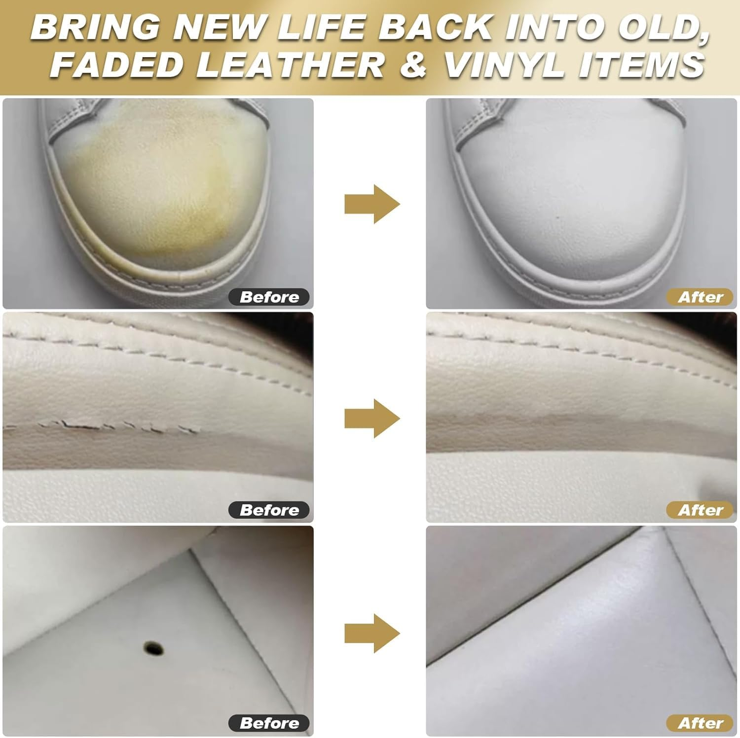 SEISSO Light White Leather Repair Kit for Furniture, Leather Recoloring Balm, Vinyl Repair Kit with Mink Oil Car Interior for Scratches, Shoes, Car Seat image number 4