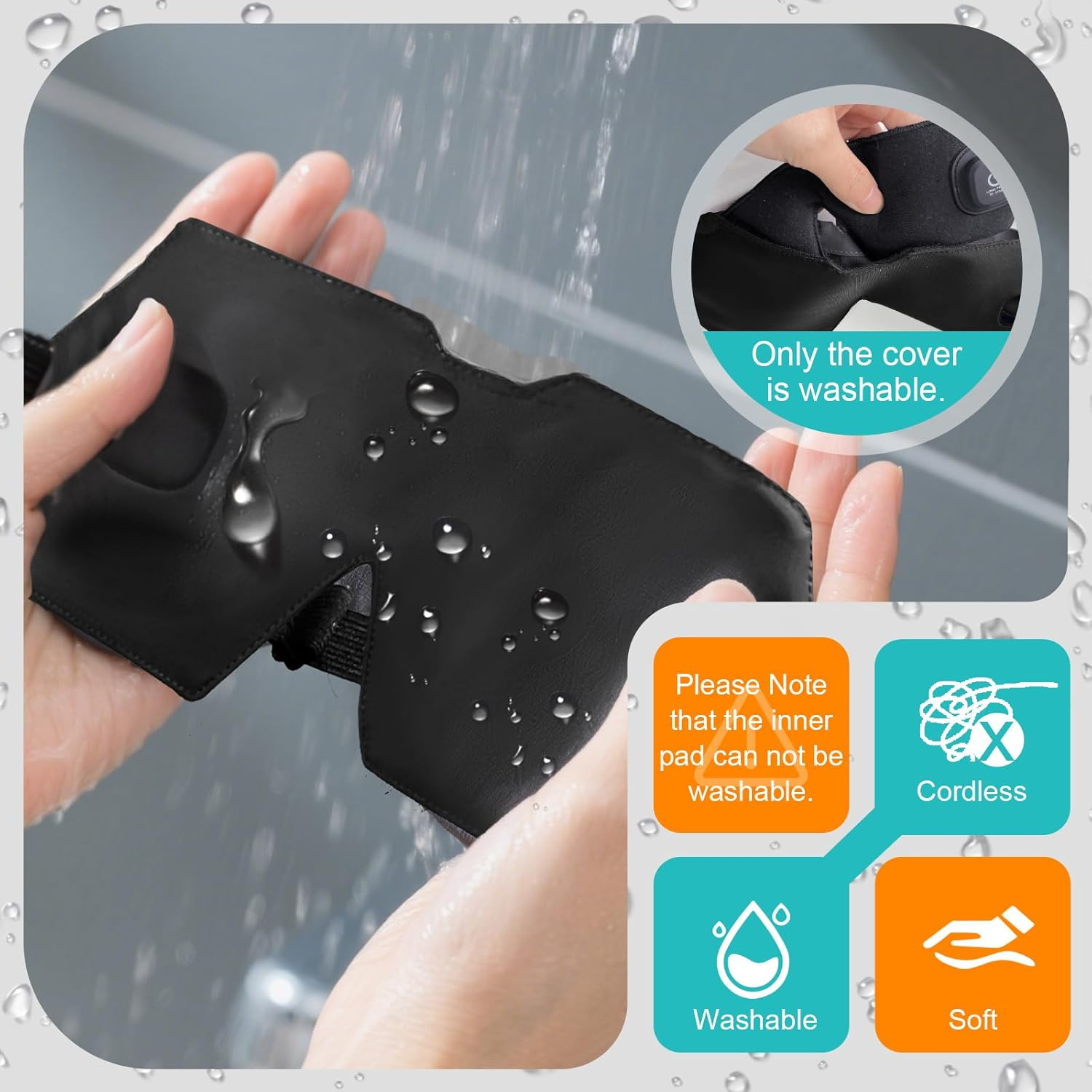 Heated Eye Mask for Dry Eyes, Cordless Eye Mask Warm Compress with Washable Cover, Blackout for Travel image number 6