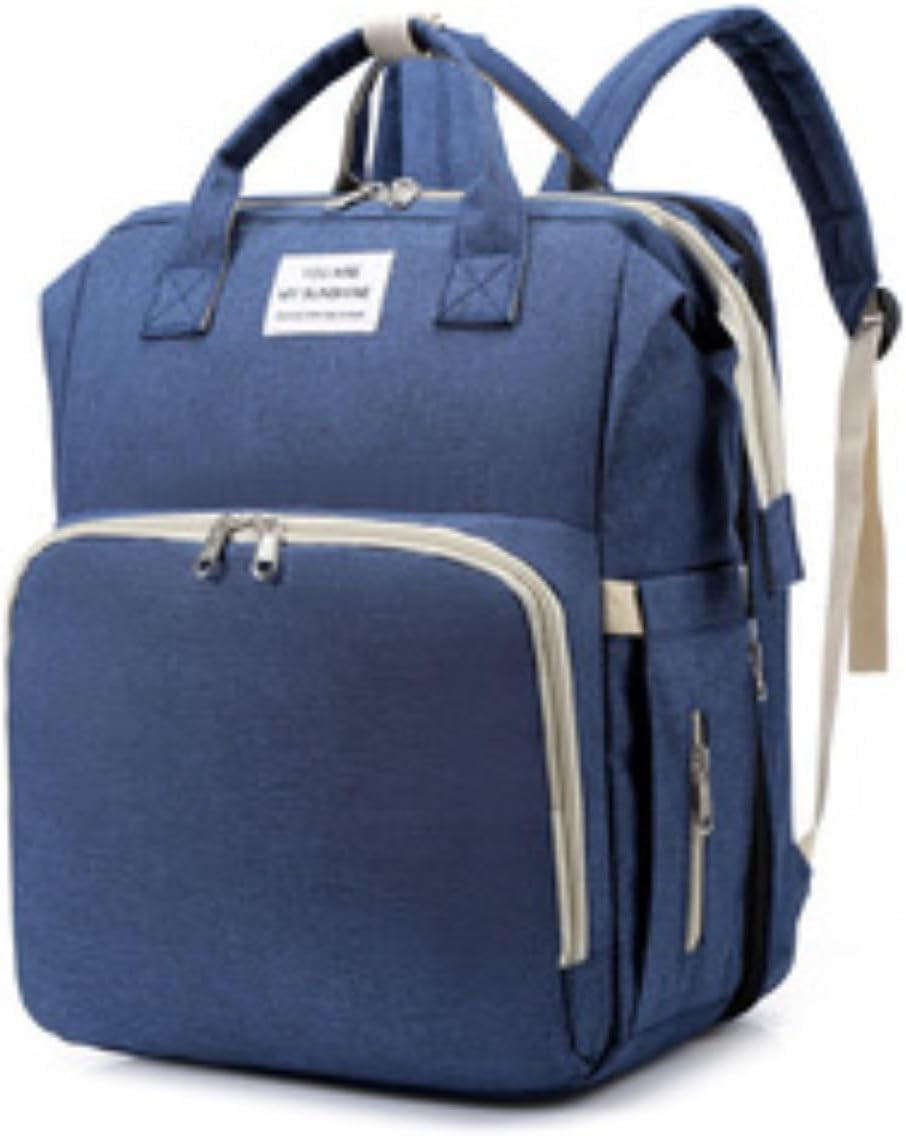 Fashionable Mommy Bag Folding Baby Bed Mother Large Capacity Portable Milk Bottle Diaper Double Shoulder Mom'S Bag image number 4