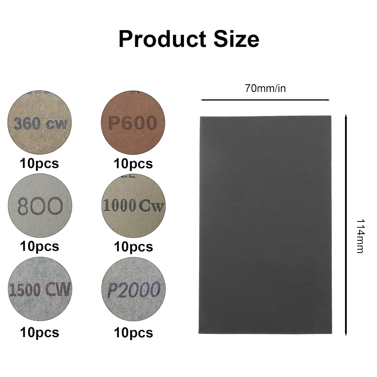 60 Sheets Wet and Dry Sandpaper Kit, Soft Sand Paper Stick Set for Wood Metal Aluminium Glass Furniture Automotive Finishing & Polishing,360/600/800/1000/1500/2000 (4.5 X 2.8) Taper Pin Reamers image number 1