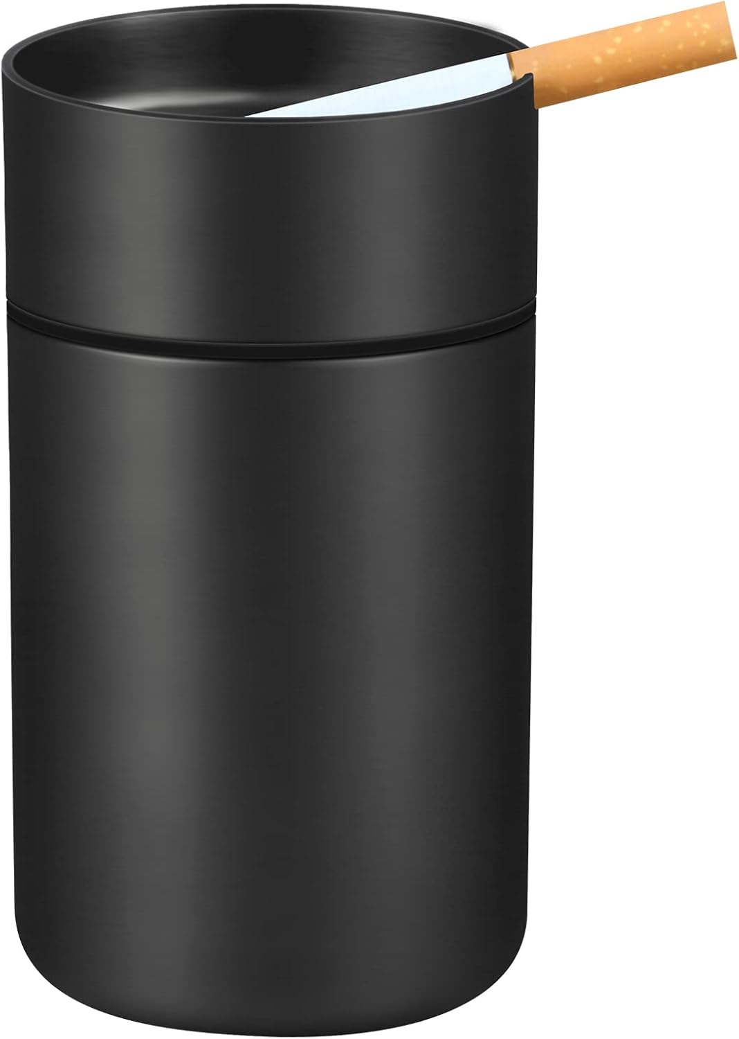 Black Car Ashtray,Cigarette Ashtray with Lid Suit for Most Car Cup Holder,Extinguished Unbreakable Stainless Steel Ashtray for Car Home Office Outdoor Use