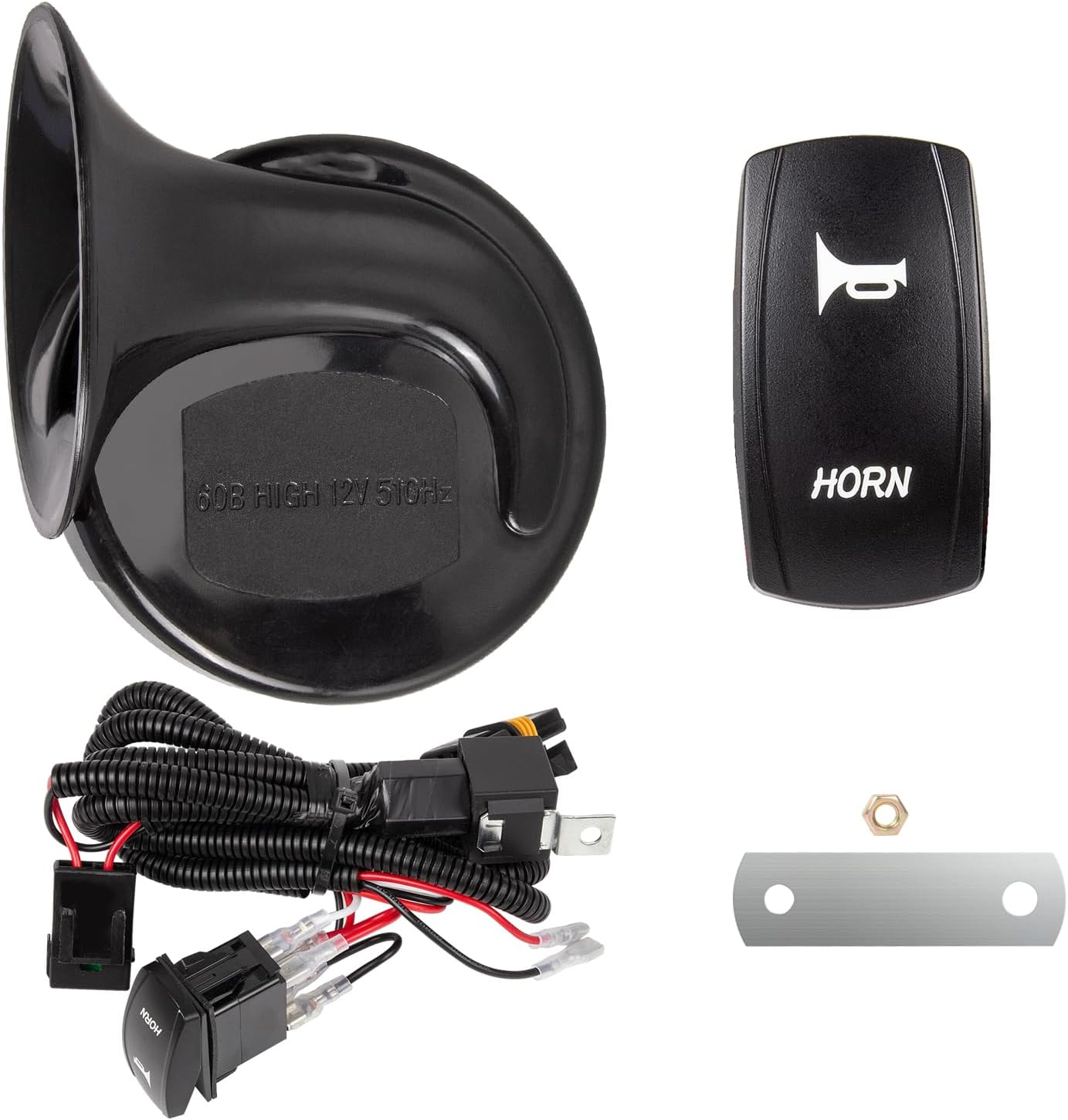 RANSOTO 12V Universal UTV Horn Kit with Rocker Switch Compatible with Polaris RZR Ranger General, Kawasaki Teryx, Can Am, Arctic Cat Wildcat, Yamaha Rhino